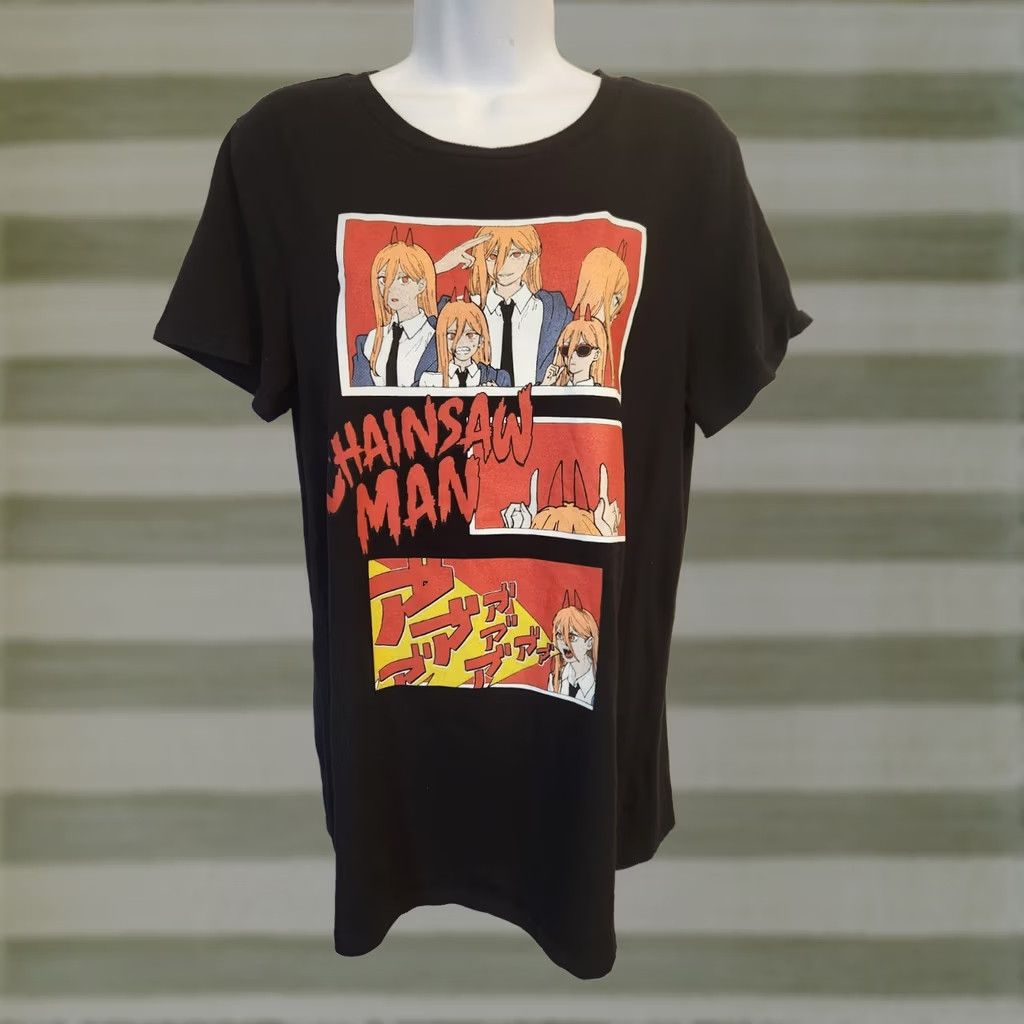 Vintage Womens Chainsaw Man Black Short Sleeve T Shirt Anime Size Large Size L / US 10 / IT 46 - 1 Thumbnail
