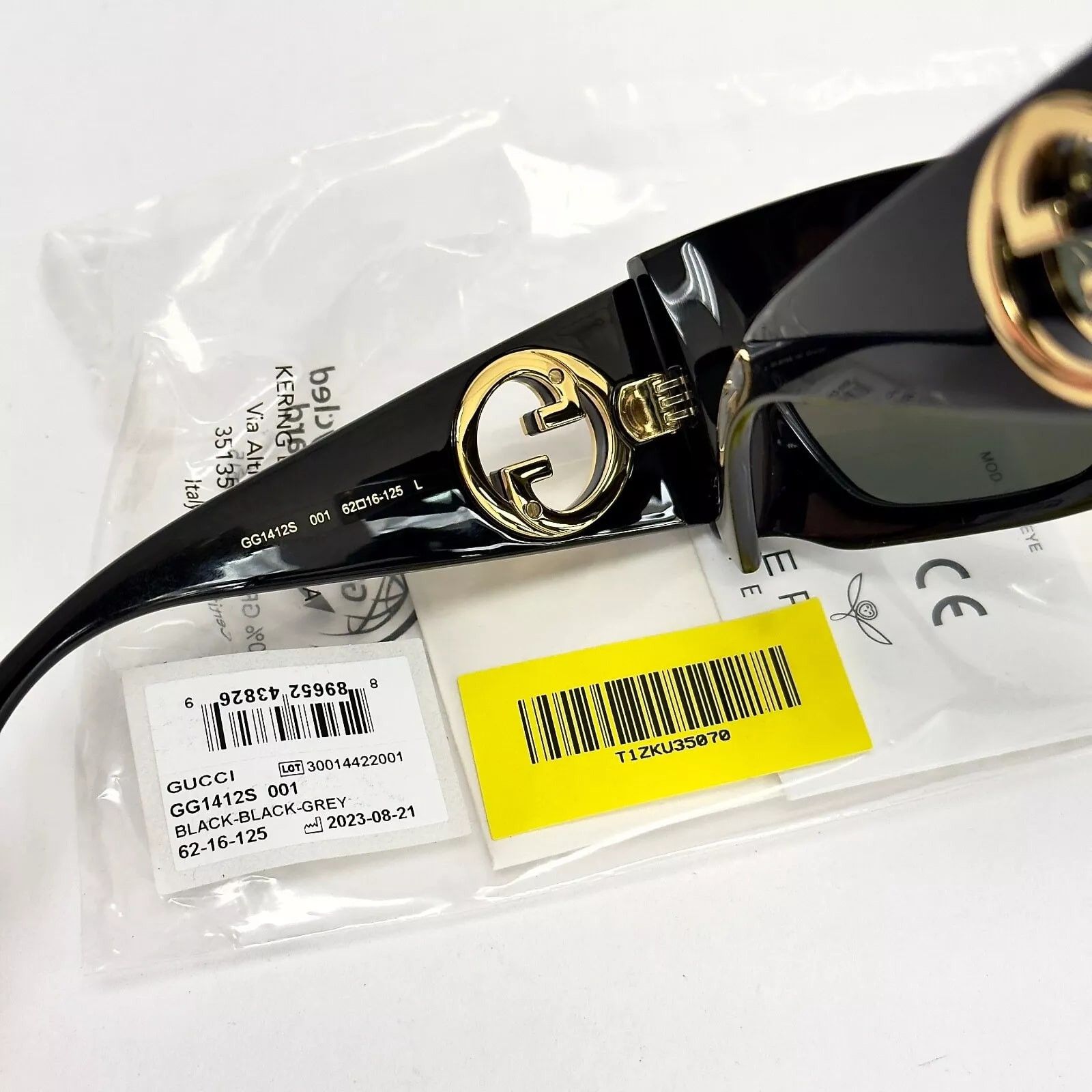 Gucci GUCCI 1412 Black Gold Logo Gg1412S Geometric Mask Wrap 001 Size ONE SIZE - 8 Thumbnail