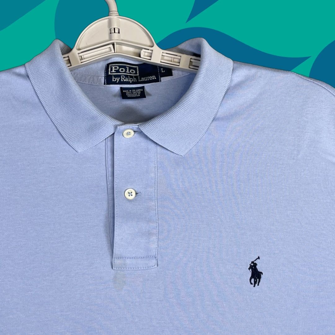 Ralph Lauren Polo Ralph Lauren Polo Men Large Sky Blue Pony Logo SS Preppy Cotton Classic Shirt Mens Size US L / EU 52-54 / 3 - 1 Thumbnail