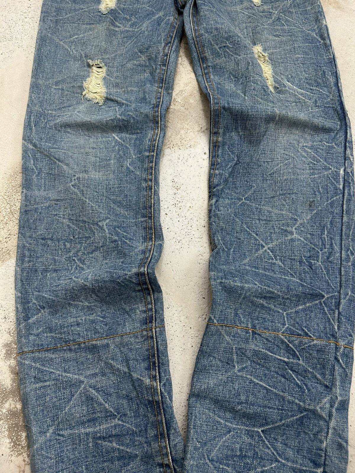 Hysteric Glamour Wave List Double Japan Waist Clawn Marks Cracked Washed Size US 31 - 4 Thumbnail