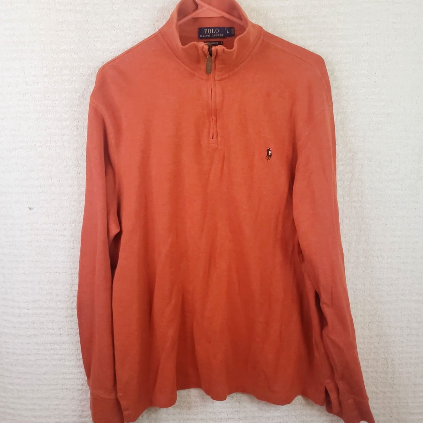 Polo Ralph Lauren Polo Ralph Lauren Pullover Shirt Mens L Orange Cotton 1/4 Zip Mock Neck Rib Knit Cuffs Logo Sweatshirt Jacket Size US L / EU 52-54 / 3 - 2 Thumbnail