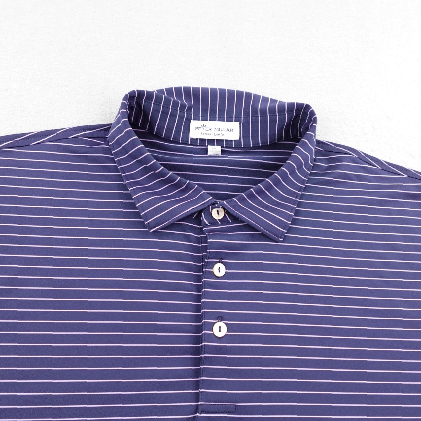 Peter Millar Peter Millar Polo Shirt Mens XL Blue Stripes Summer Comfort Golf Shadow Hawk Size US XL / EU 56 / 4 - 2 Thumbnail