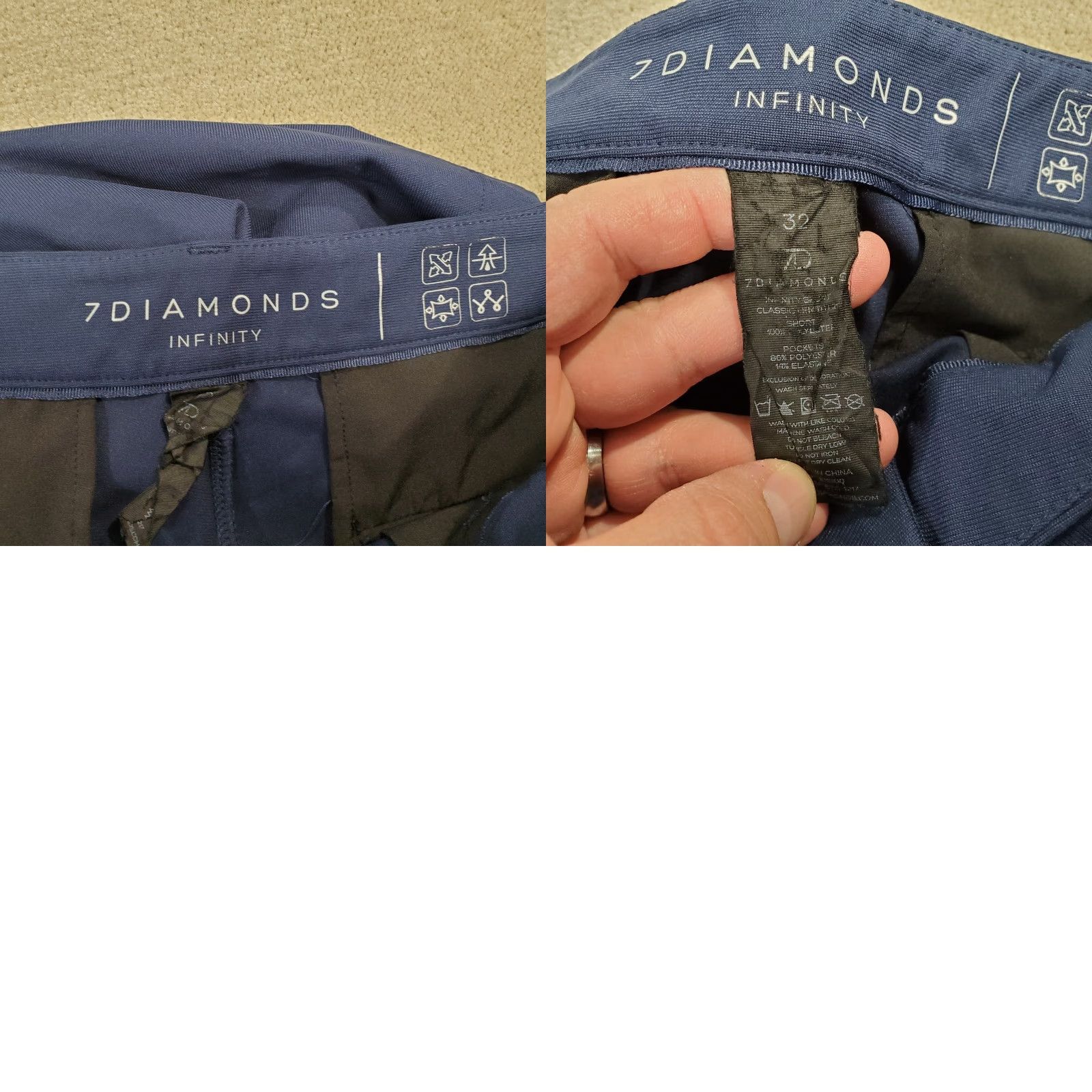 Vintage 7 Diamonds Shorts Mens 30 Blue Chinos Infinity Performance Stretch Lightweight Size US 30 / EU 46 - 8 Thumbnail