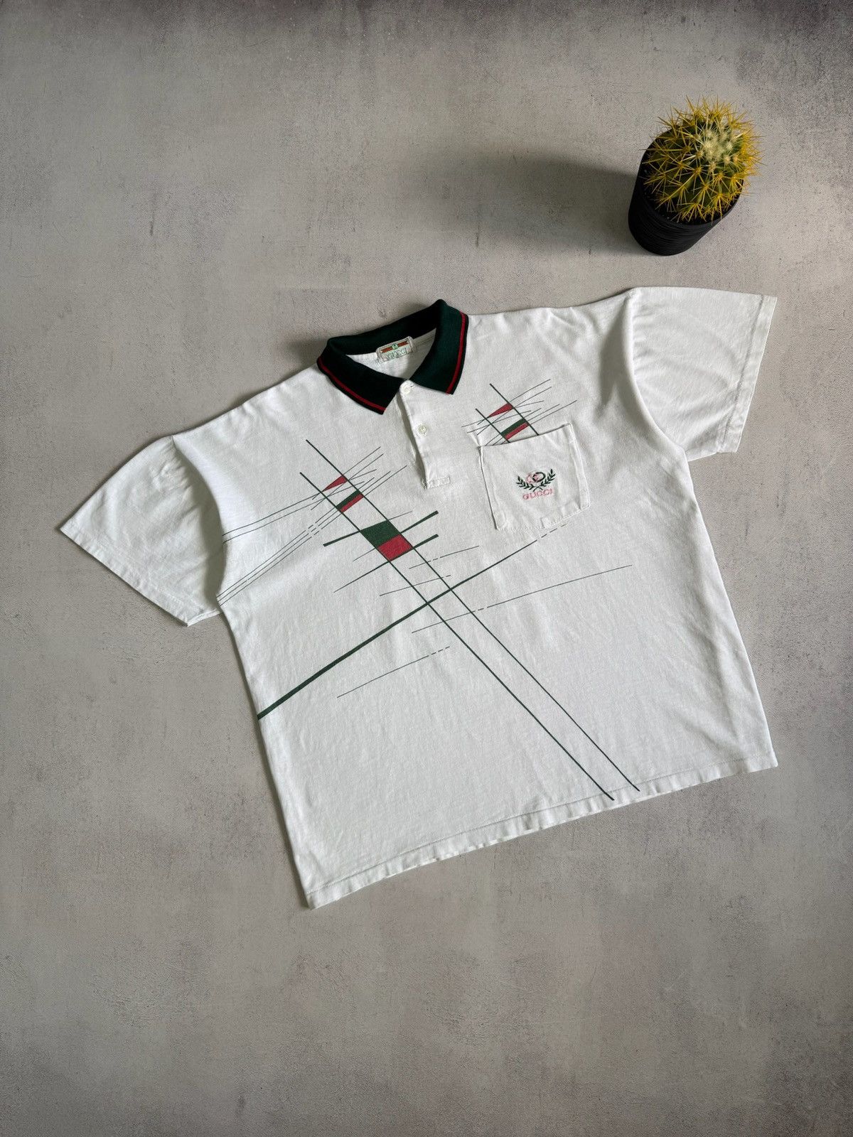 Gucci Embroidered Gucci Polo Shirt White Vintage Gucci Polo Shirt