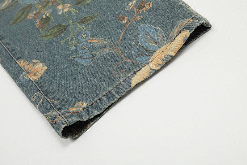 Japanese Brand American retro print distressed loose straight jeans for men Size US 32 / EU 48 - 6 Thumbnail