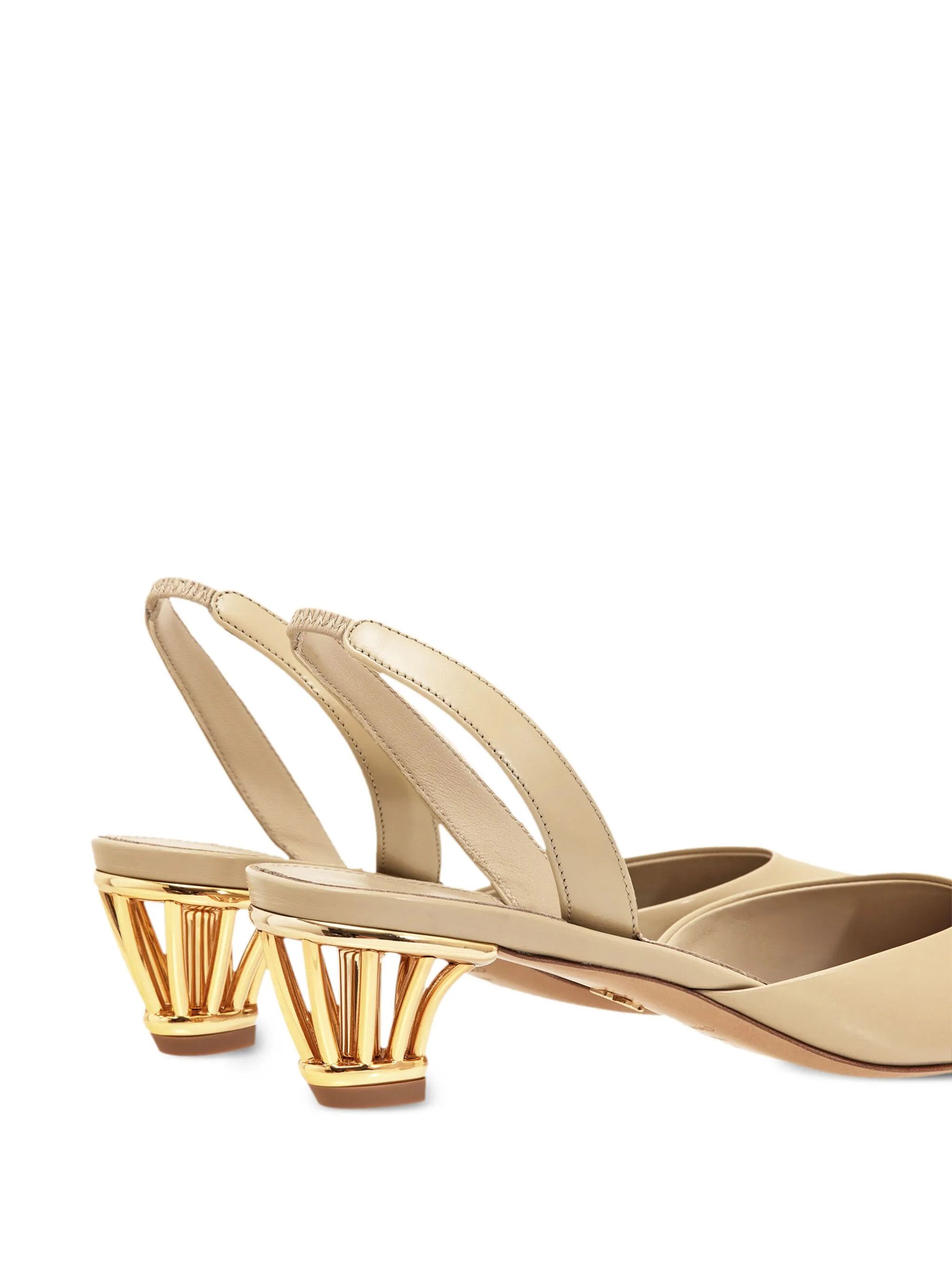 Salvatore Ferragamo o1s1rm0126 Alyssa Cage-heel Slingback Pumps in Beige Size US 6 / IT 36 - 3 Thumbnail