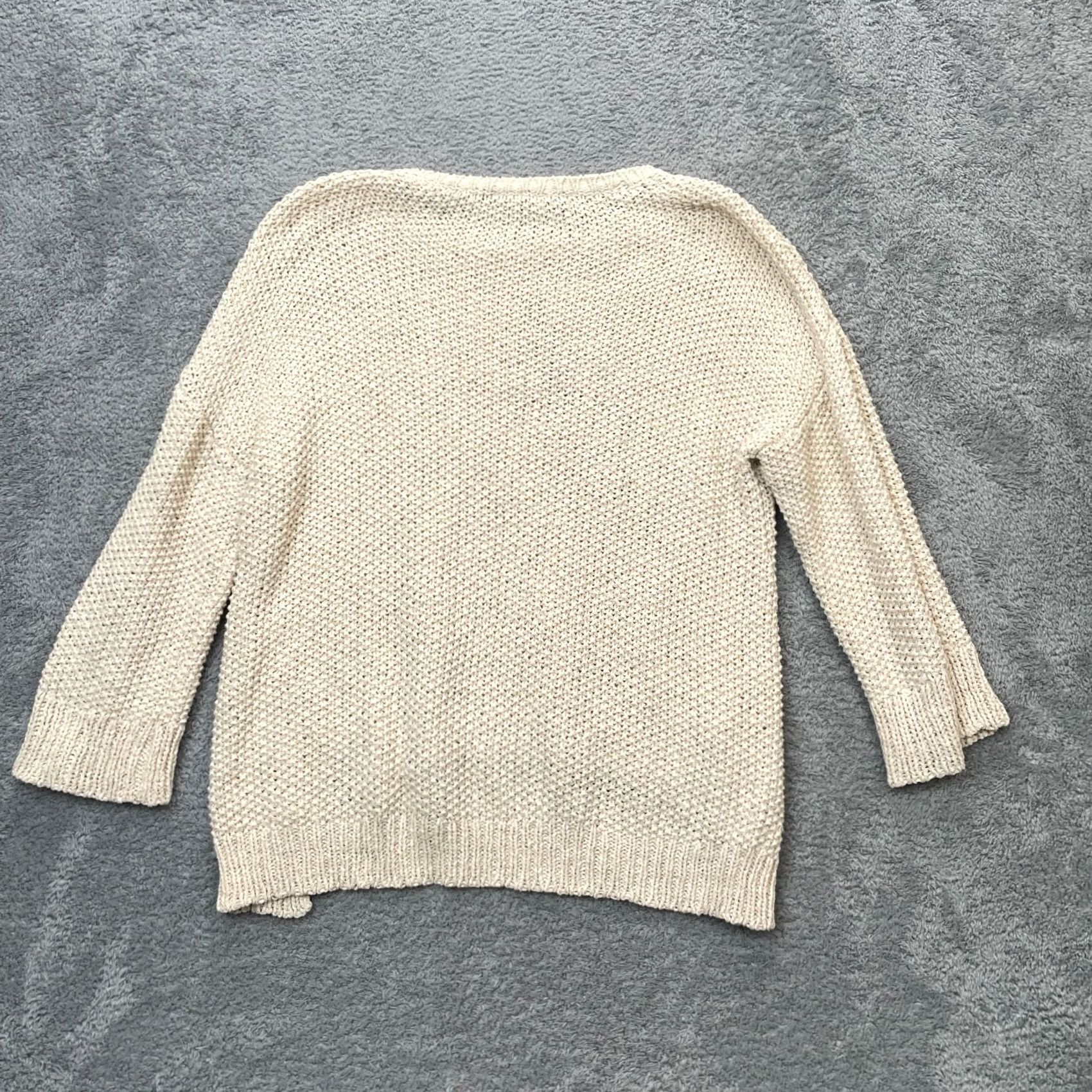Eileen Fisher Eileen Fisher Womens XXS Beige Cotton Sweater Open Knit High Low Hem Warm Size XXS / US 00 / IT 34 - 2 Thumbnail