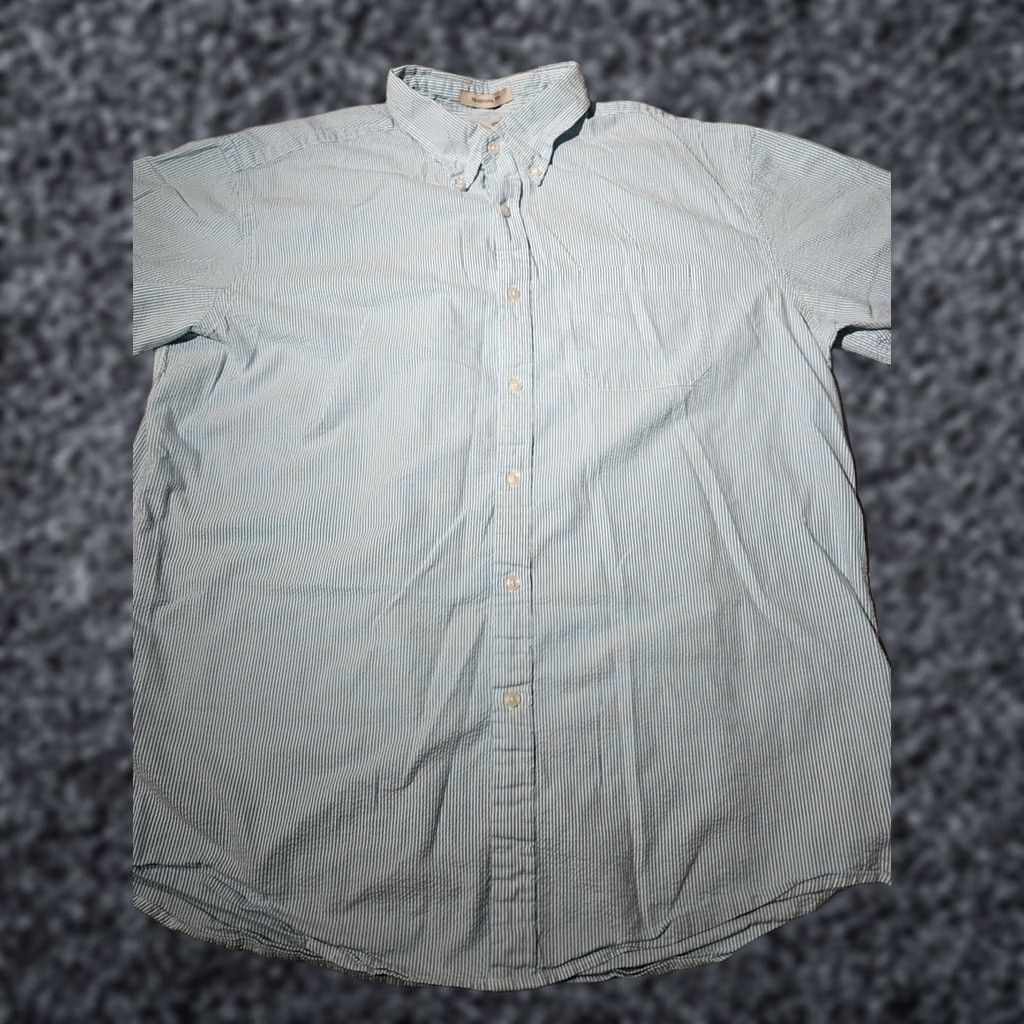 Vintage L.L. Bean Shirt Mens XL White Blue Railroad Stripe Seersucker Button Preppy Oxford Size US XL / EU 56 / 4 - 1 Thumbnail