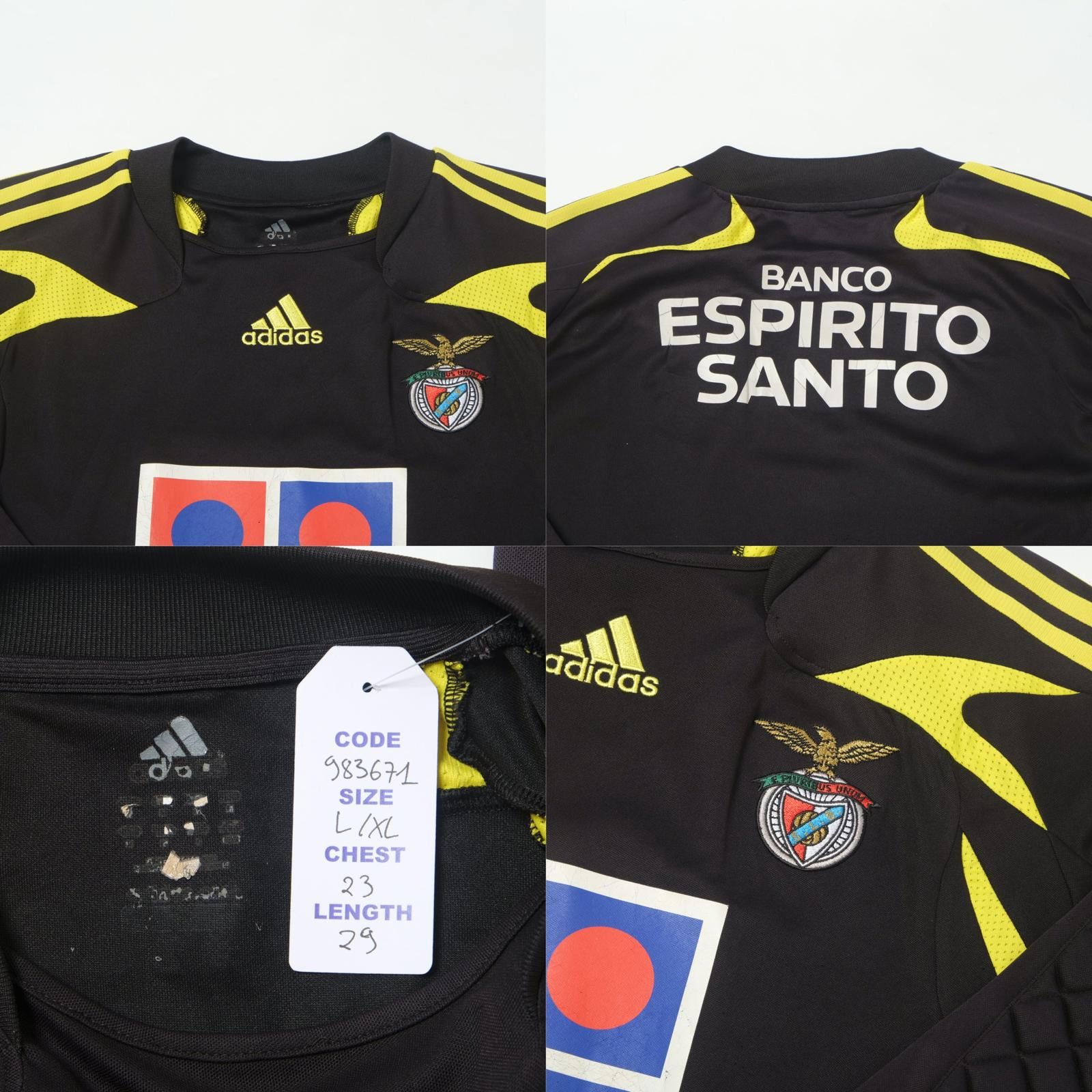 Adidas 2007/08 Benfica Goalkeeper Shirt (L/XL) Size US L / EU 52-54 / 3 - 5 Thumbnail