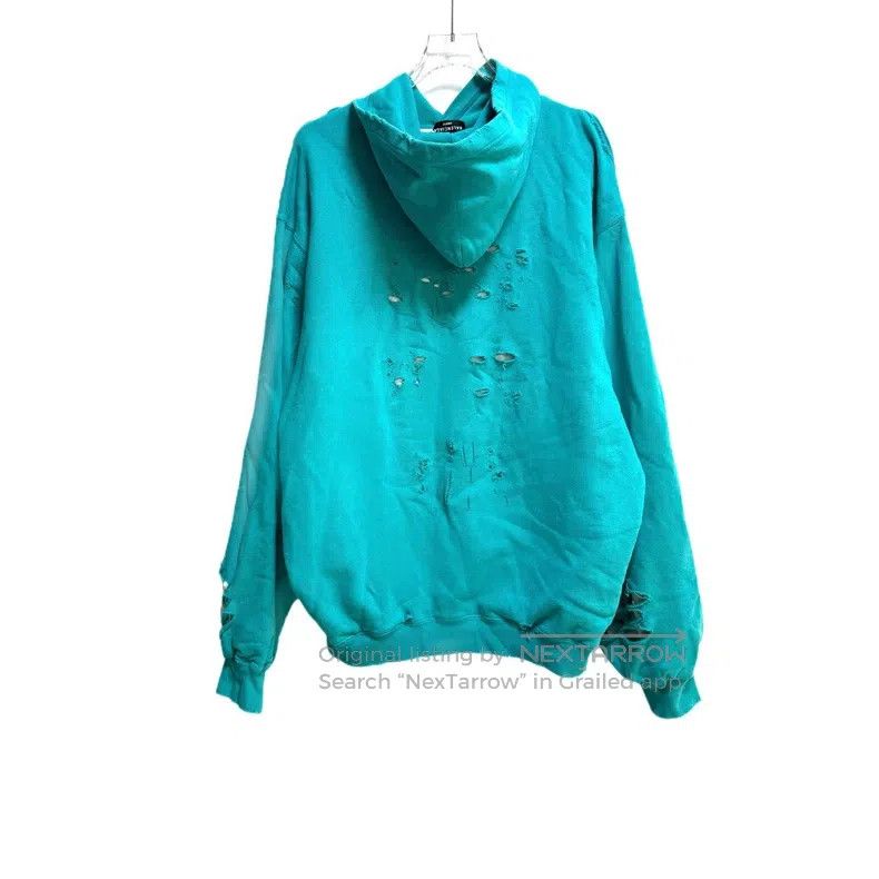Balenciaga Balenciaga Double Layer Destroyed Hooded Sweatshirt Size US XS / EU 42 / 0 - 2 Thumbnail