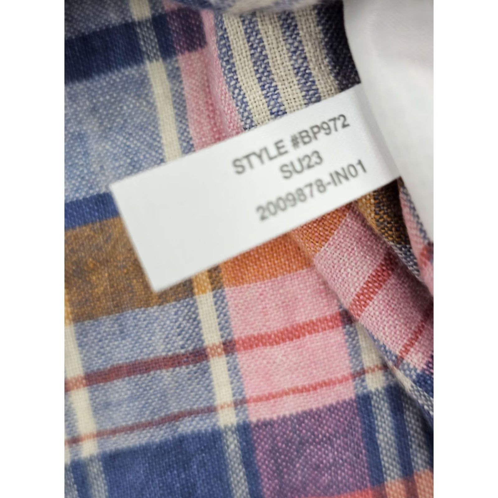 J.Crew J.CREW Linen Blend Short Sleeve Button-Up Shirt Men L Pink & Blue Plaid EUC Size US L / EU 52-54 / 3 - 5 Thumbnail