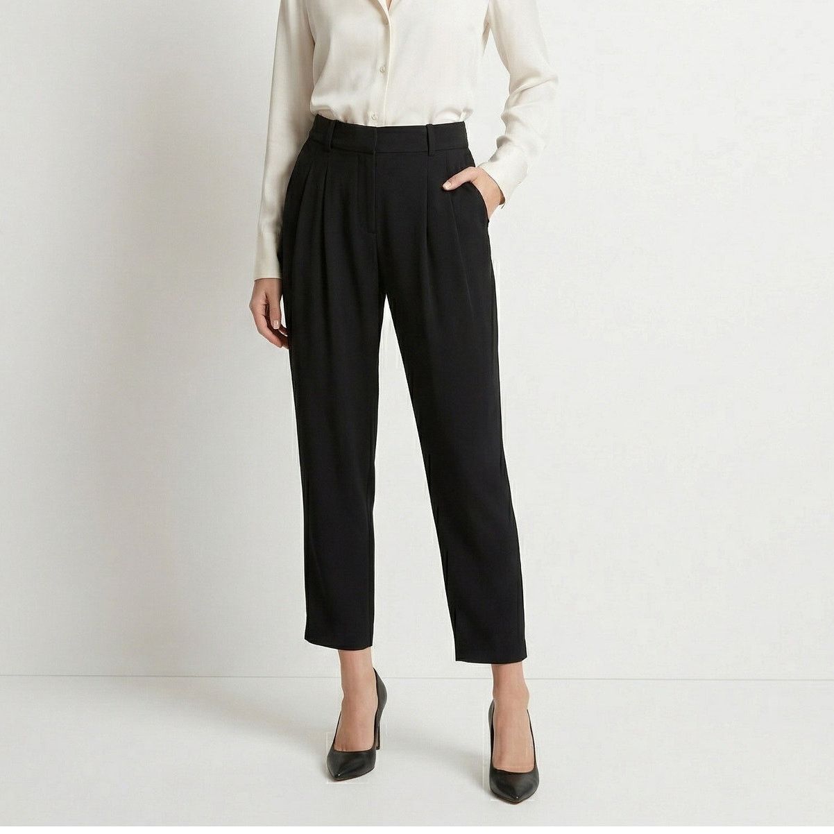 A.L.C. A.L.C. Black Pleated Trouser Pants ankle crop size 10 34w Size 32" / US 10 / IT 46 - 1 Thumbnail