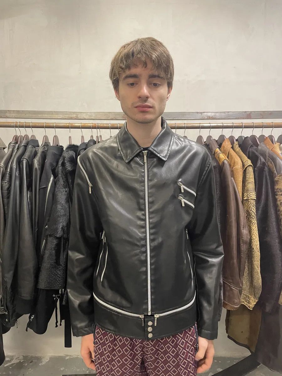Versace 2000s Versace Multi Zips Black Eco Leather Jacket Size US M / EU 48-50 / 2 - 2 Thumbnail