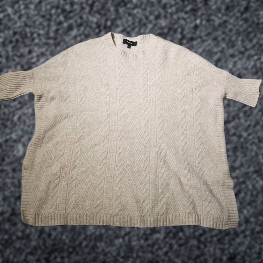 Theory Theory Sweater Womens Medium Beige Luxury Soft Cashmere Fisherman Knit Slit Hem Doube? (slight clarity) Size M / US 6-8 / IT 42-44 - 1 Thumbnail