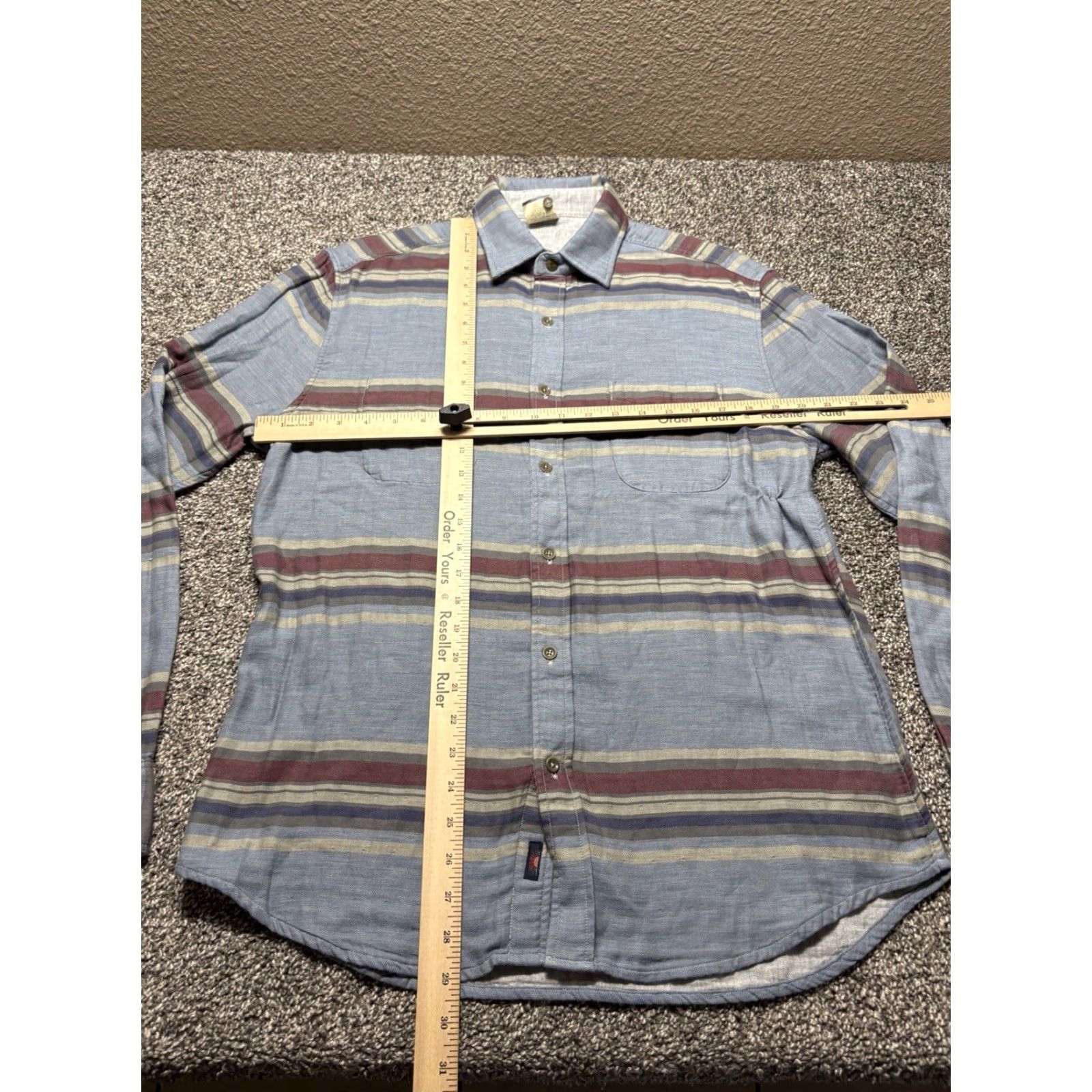 Faherty Faherty Reversable Shirt Shaket Mens Medium Flannel Cotton Long Sleeve Snap Cuff Striped Pattern Outdoor Classic Shirt Mens M Blue Size US M / EU 48-50 / 2 - 6 Thumbnail