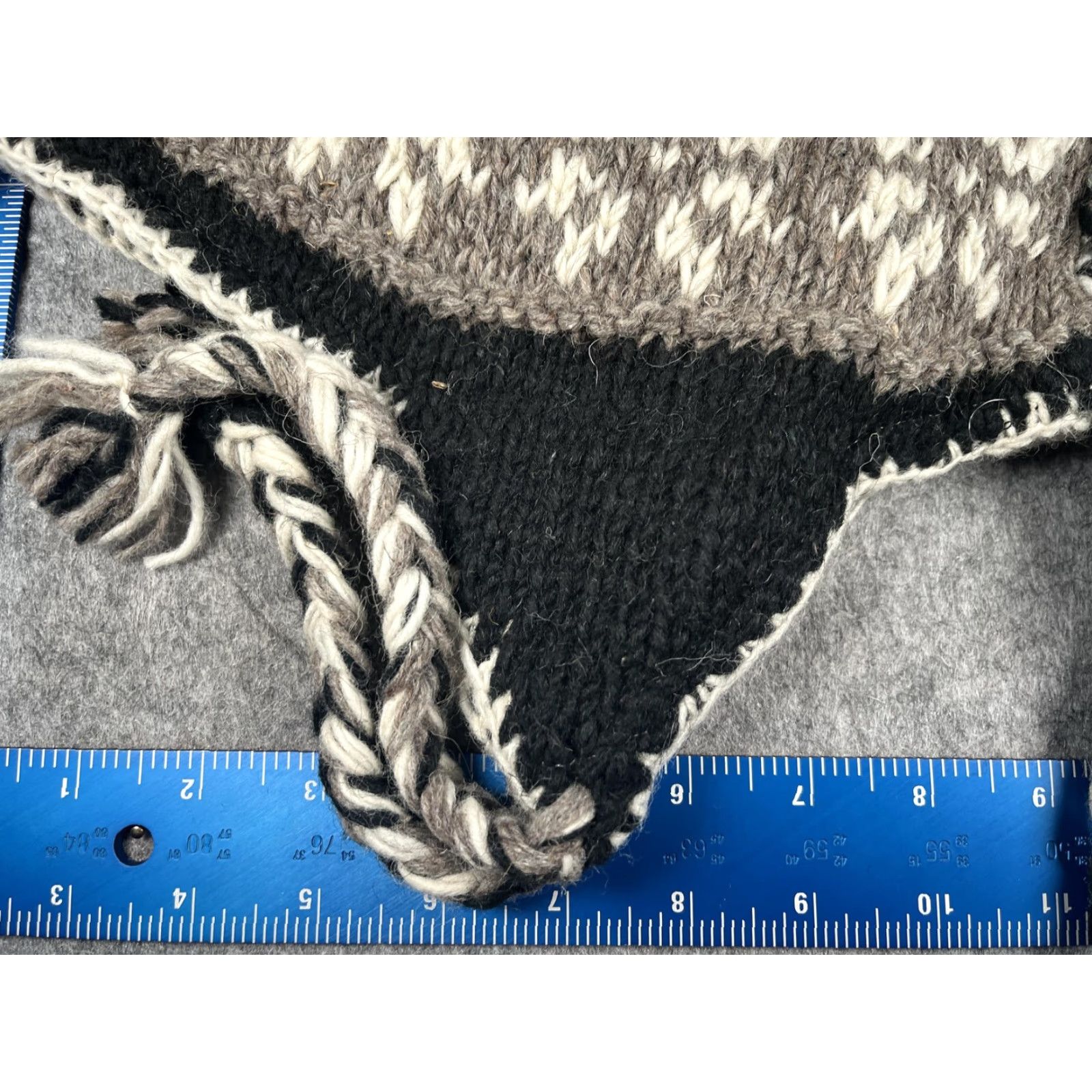 Vintage Handmade Trapper Hat Unisex One Size Brown Wool Fringe Ear Flap Lined Winter Size ONE SIZE - 2 Thumbnail