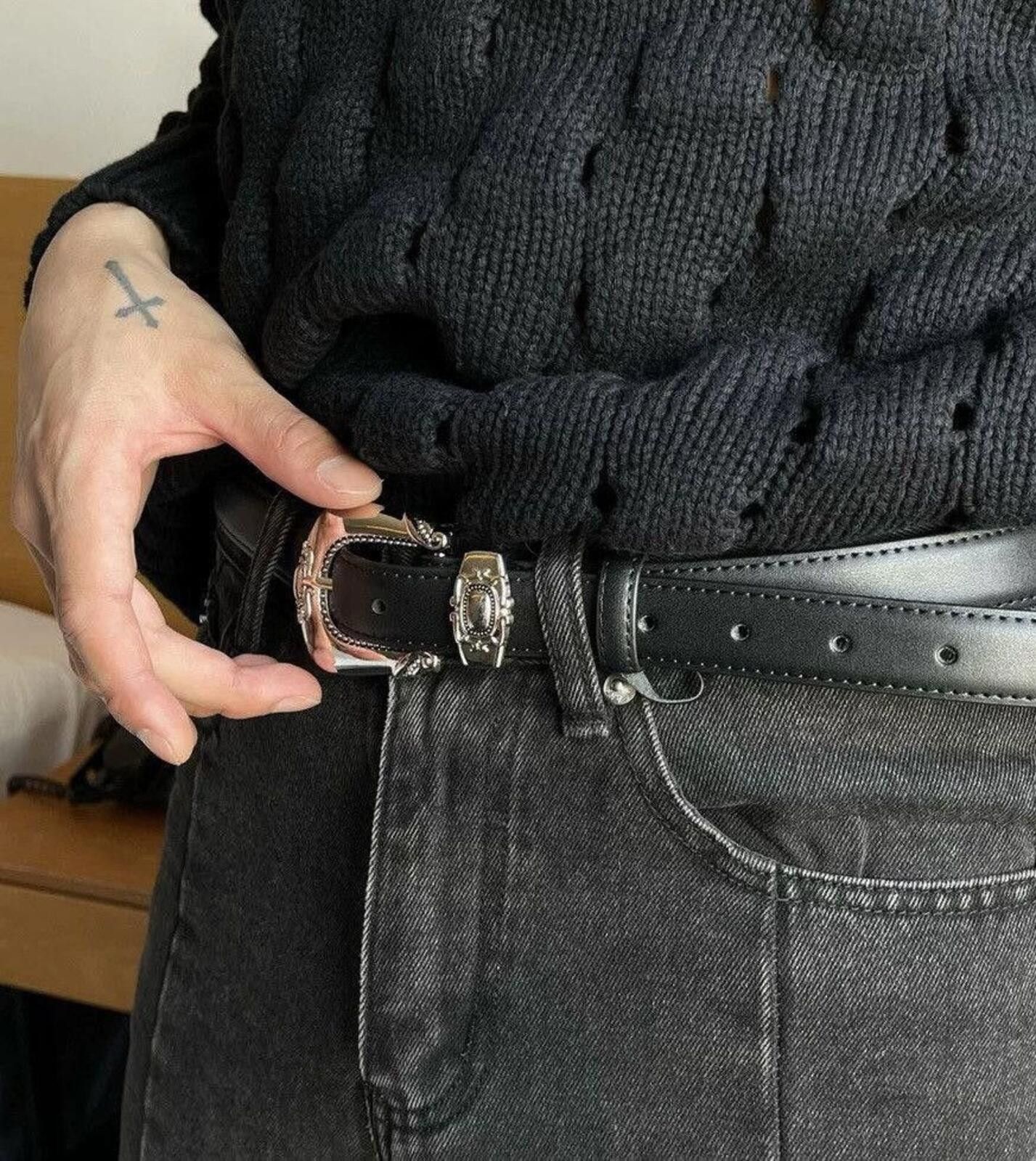 Jewelry Outdoor retro fashion carved buckle belt Size ONE SIZE - 2 Thumbnail
