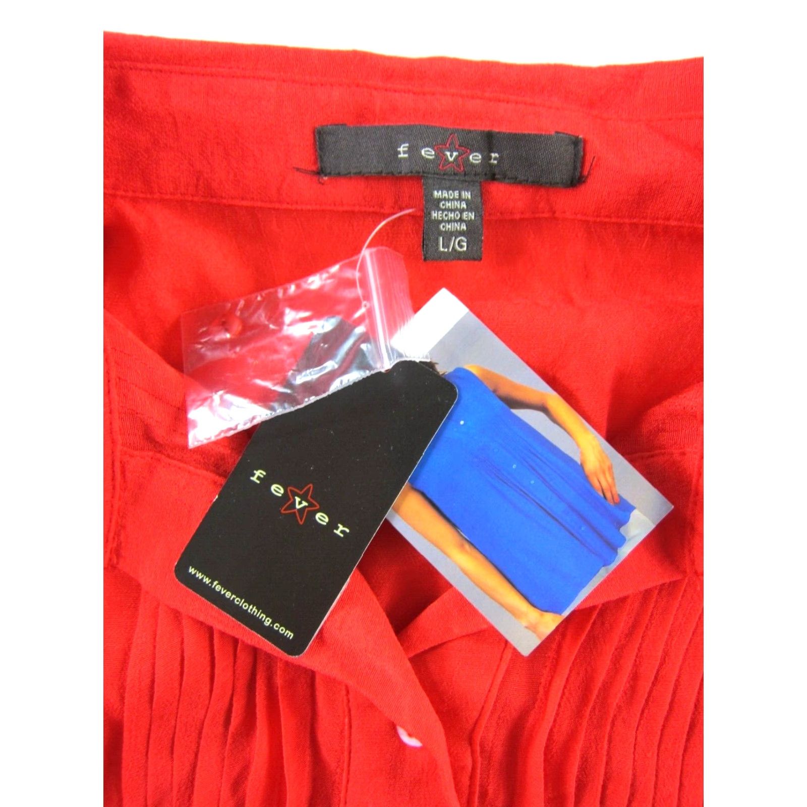 Vintage NWT Fever Blouse Sleeveless Button Down Collared Pleated Red Large Size L / US 10 / IT 46 - 3 Thumbnail