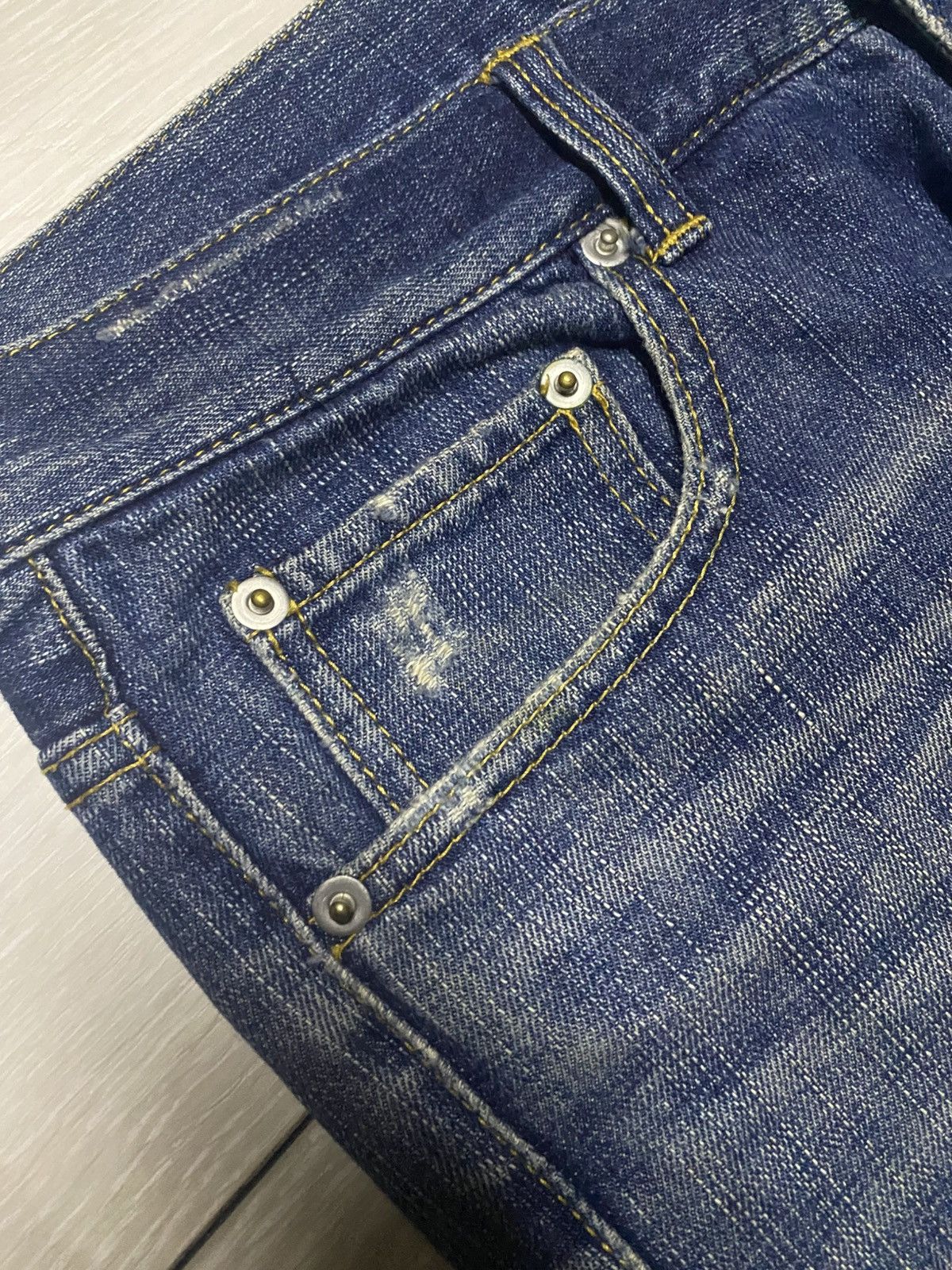 Le Grande Bleu (L.G.B.) Japanese L.B.H Vintage Blue Wash Spike Pocket Loose Jeans Size US 33 - 13 Thumbnail
