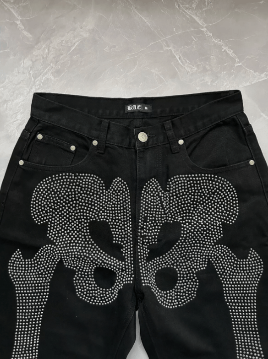 Other Vintage Ed Hardy Style Rhinestones Skeleton Jeans Size US 32 / EU 48 - 7 Thumbnail