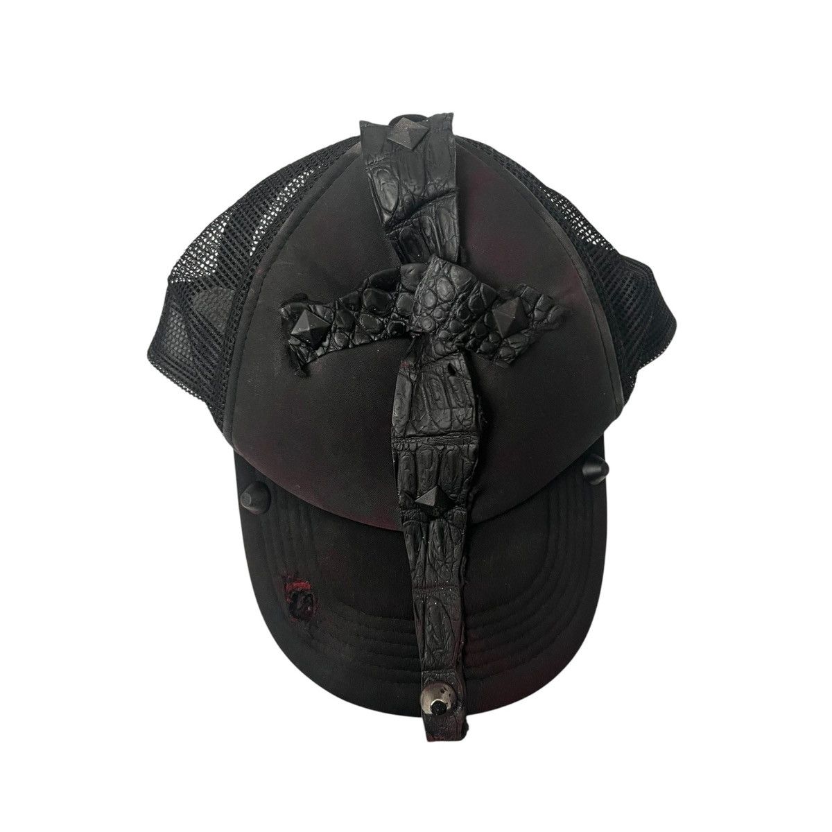 Japanese Brand Leather cross patchwork hat Size ONE SIZE - 2 Thumbnail