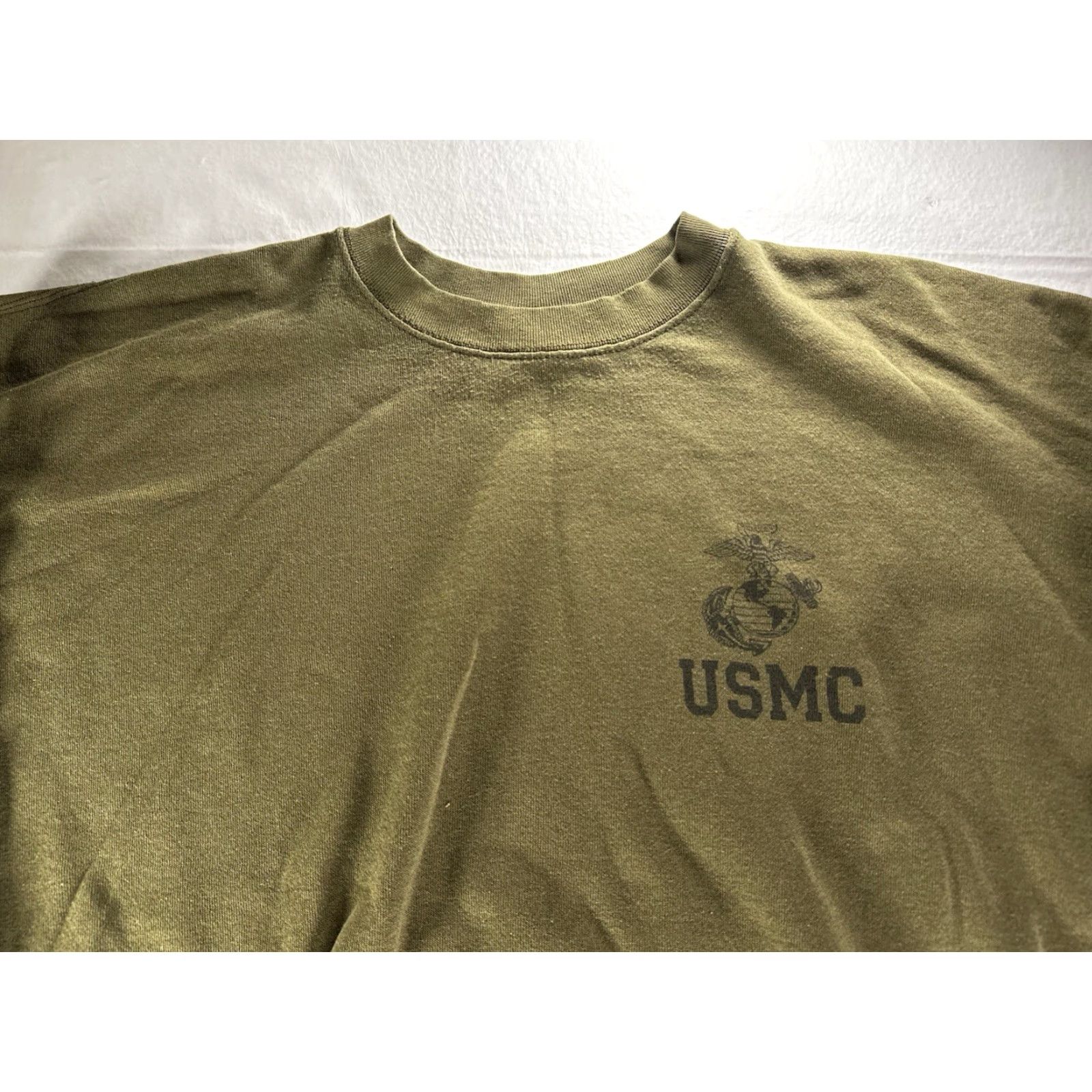 Olive VINTAGE USMC Sweater Mens 2XL Olive Green Pullover Sweatshirt Knit 90s Marine Logo Shirt Mens Regular Size 2XL Green 1990s Size US XXL / EU 58 / 5 - 3 Thumbnail