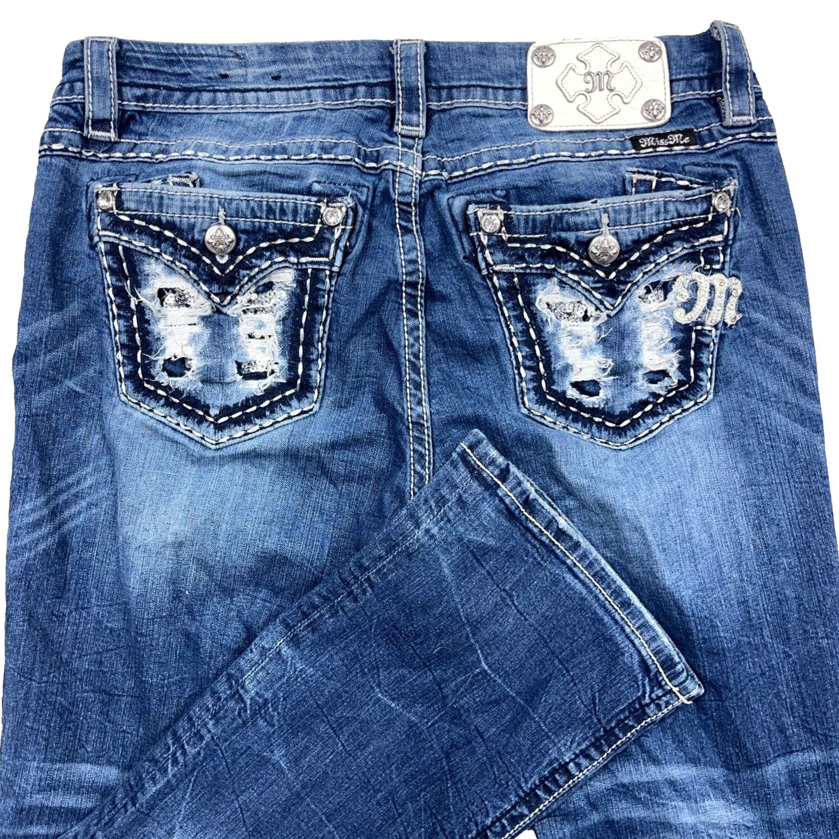 Miss Me Miss Me Women Jeans Bootcut Blue Medium Wash Embellished 30 Size 30" / US 8 / IT 44 - 2 Thumbnail