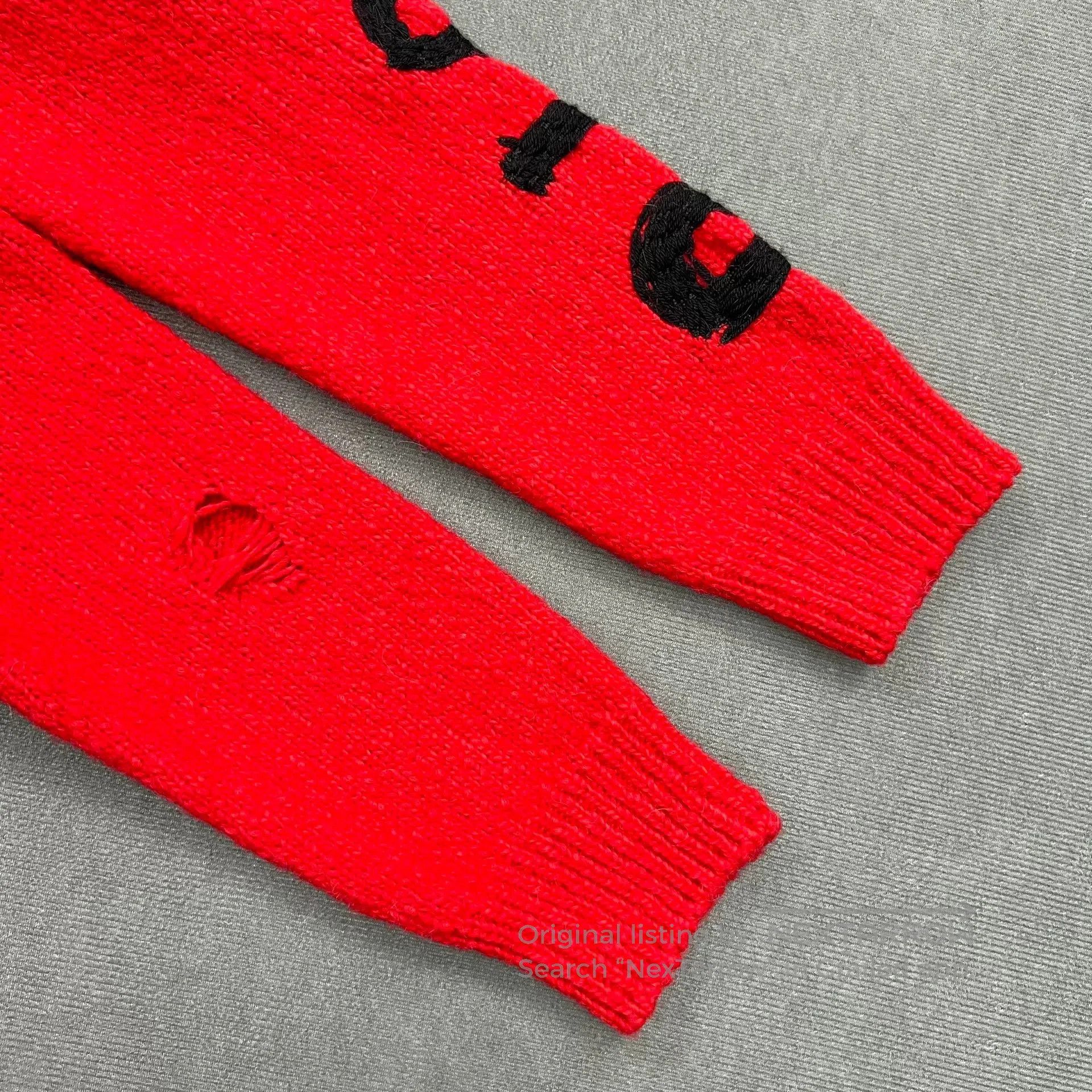 Dior Dior Red Embroidered Logo Flocked Dinosaur Sweater. Size US L / EU 52-54 / 3 - 5 Thumbnail