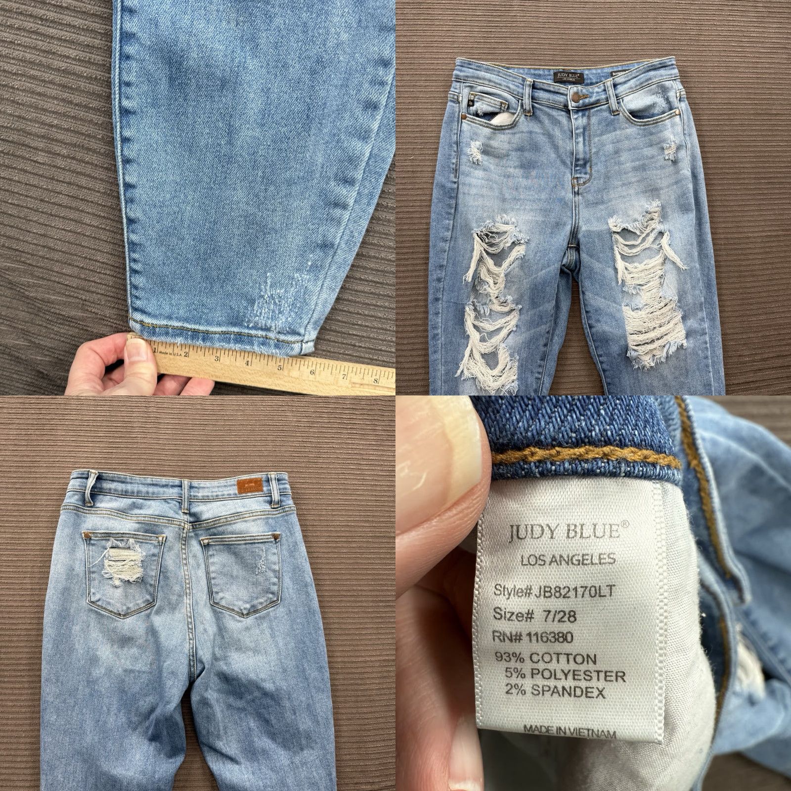 Vintage Judy Blue Jeans Women 28 Blue Cotton Denim High Rise Boyfriend Fit Comfort Stretch Regular Inseam 27 Size 28" / US 6 / IT 42 - 8 Thumbnail