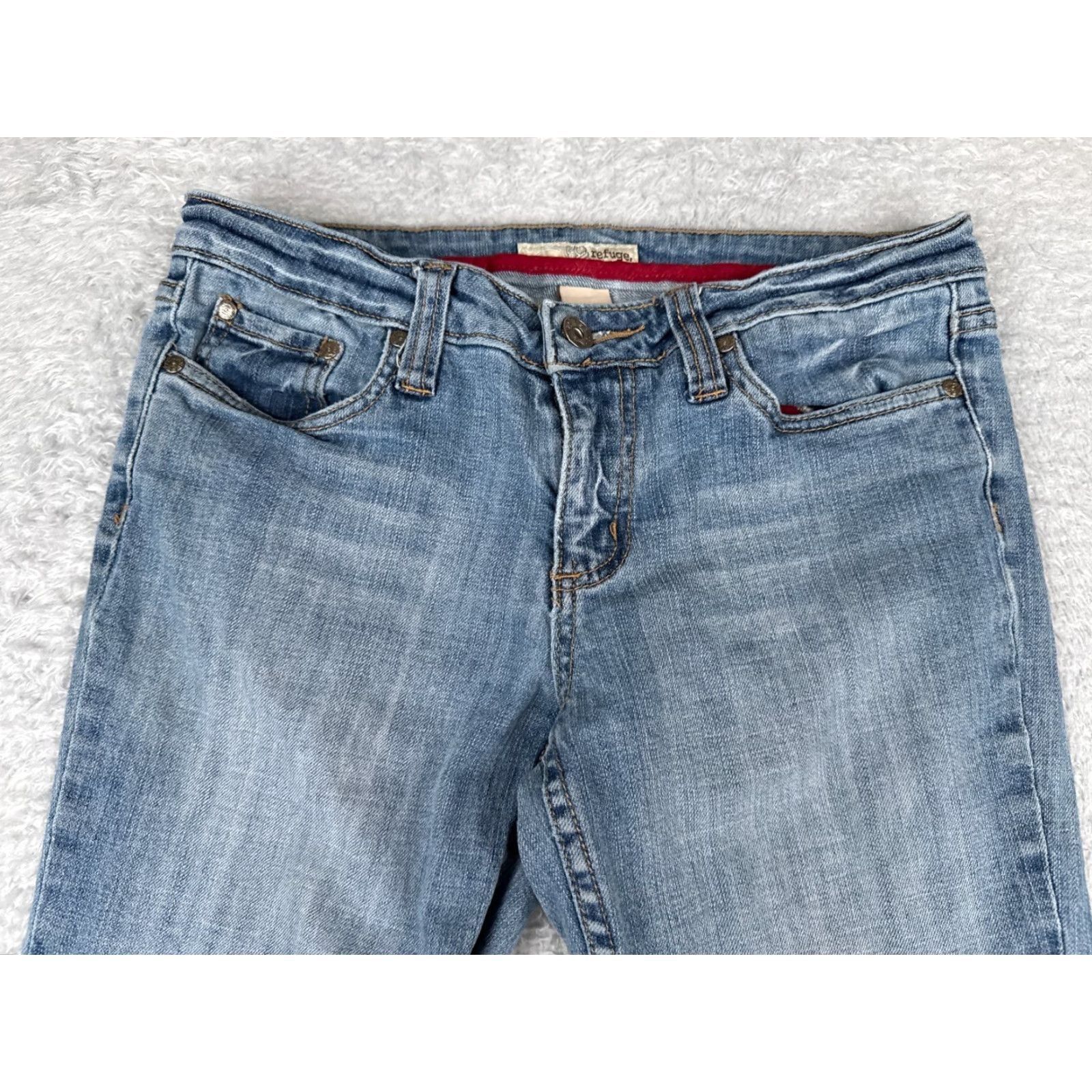 Vintage Refuge Jeans Juniors 9 L Blue Denim Flared Low Rise 28x32 Women's Size 30" / US 8 / IT 44 - 4 Thumbnail