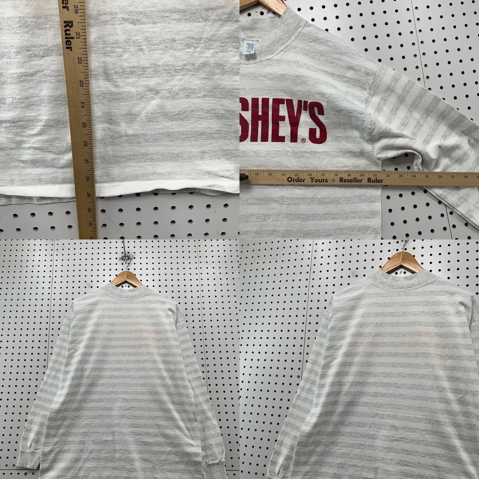 Vintage VINTAGE Hershey T Shirt Mens XL White Gray Striped Long Sleeve Made Usa Size US XL / EU 56 / 4 - 9 Thumbnail