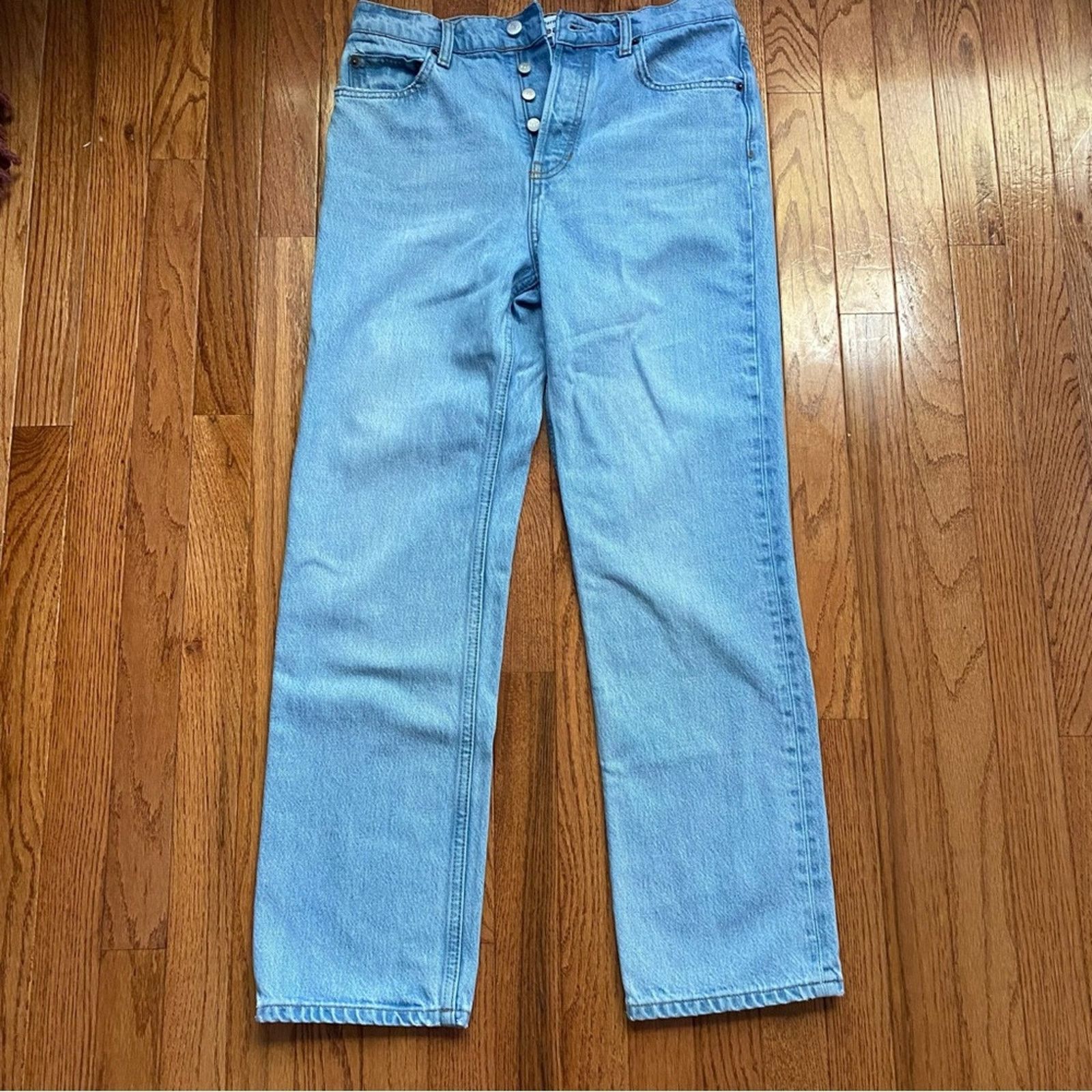 Reformation REFORMATION $178 Cynthia High Straight Jeans Tahoe Wash 28 Size 28" / US 6 / IT 42 - 2 Thumbnail