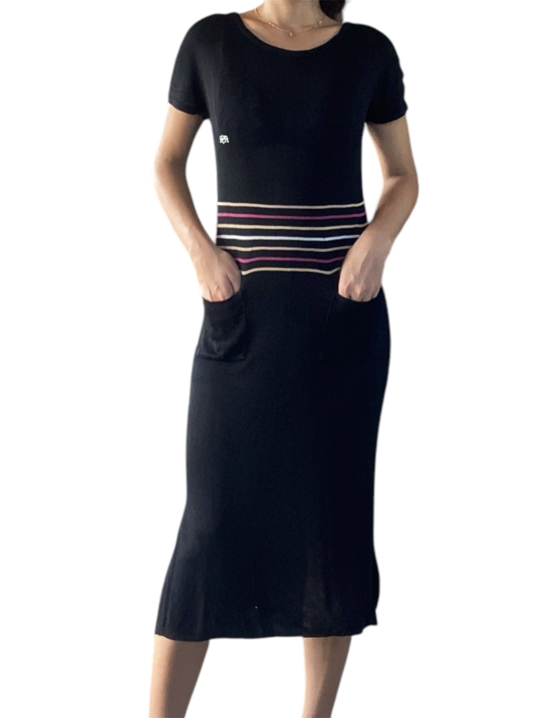 Sonia Rykiel × Vintage Sonia Rykiel Black Knit Midi Dress with side slits Size M / US 6-8 / IT 42-44 - 6 Thumbnail