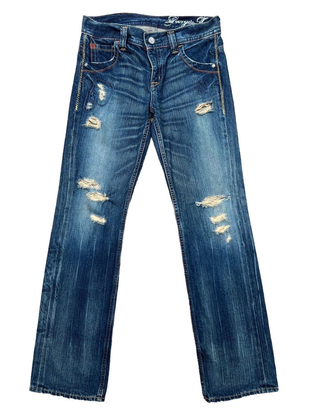 Japanese Brand Georgia Distressed Straight Cut Rusty Denim Jeans 33x32 Size US 33 - 2 Thumbnail