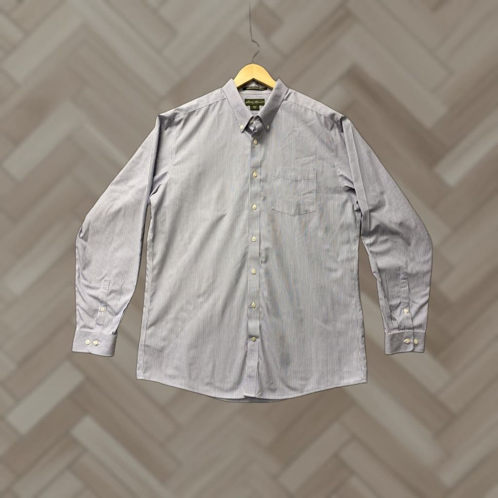 Eddie Bauer VINTAGE Eddie Bauer Men's Button Shirt XLT Gray Striped Casual Workwear 90s Mens Size US XL / EU 56 / 4 - 1 Thumbnail