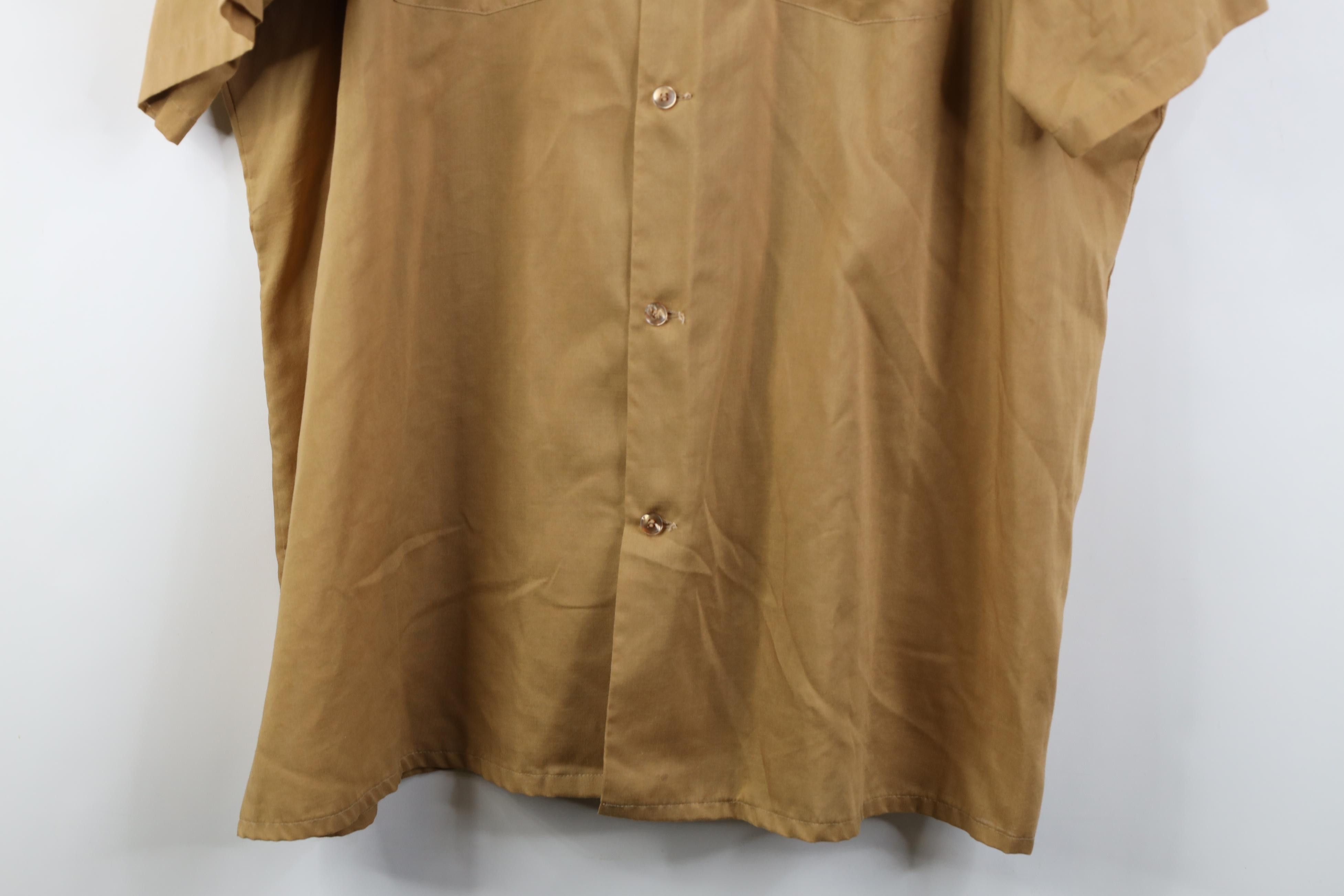 Vintage Vintage 60s Rockabilly Collar Button Shirt Beige Sanforized Size US XXL / EU 58 / 5 - 3 Thumbnail