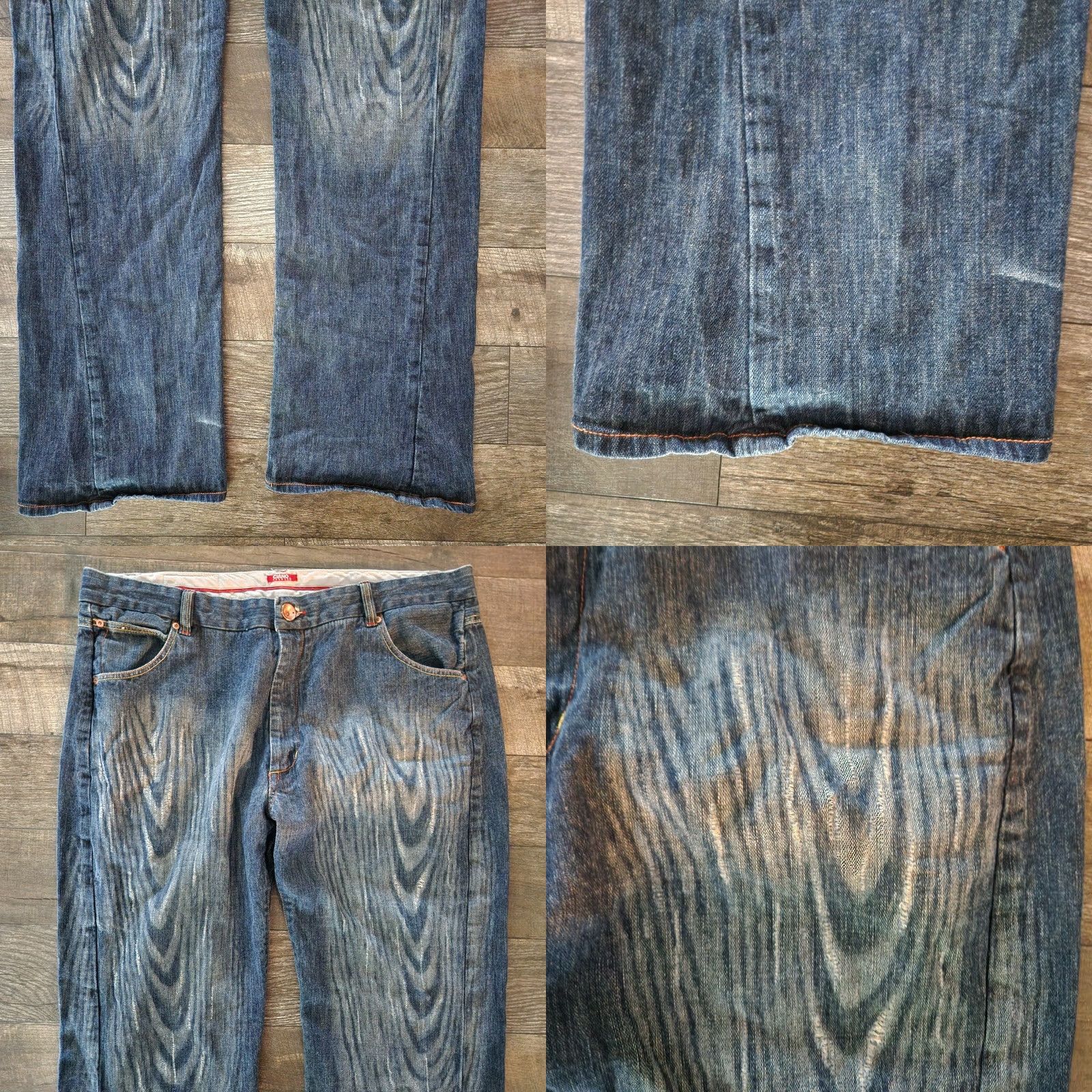 Twisted X Ciano Farmer Jeans Selvedge Denim Twisted Seam Mens 42x35 Loose Fit Multicolor Woodgrain Denim Jeans Mens Waist 42 Inseam 35 Regular Relaxed Size US 42 / EU 58 - 8 Thumbnail