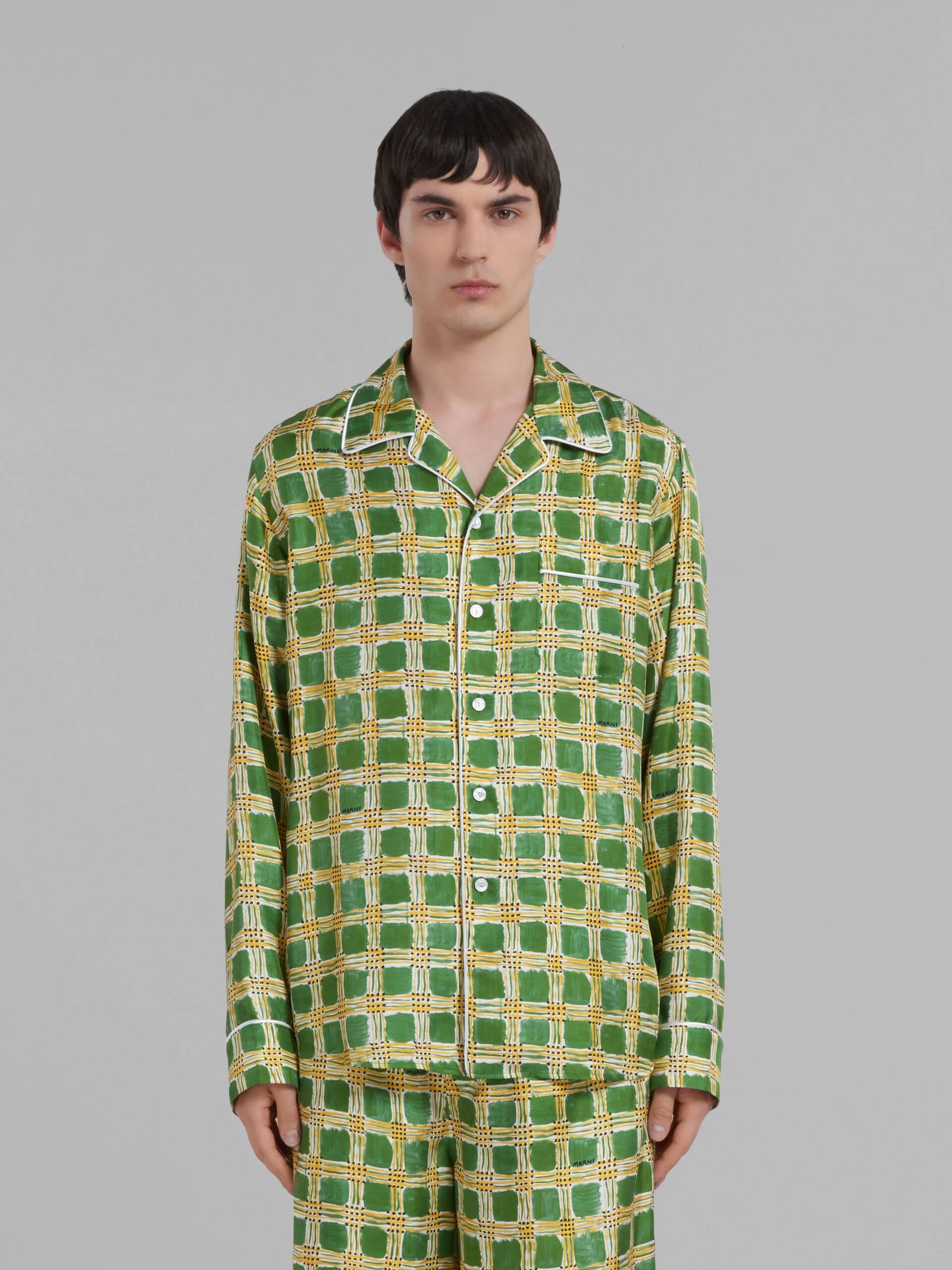 Marni o1w1db10824 Silk Twill Shirt in Green / Yellow Size US L / EU 52-54 / 3 - 3 Thumbnail