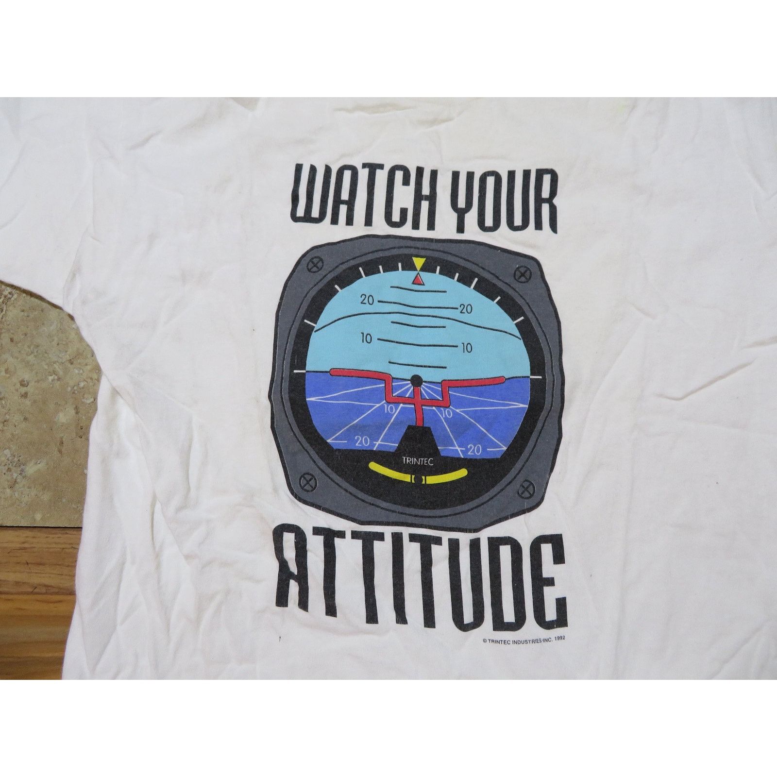 Fruit Of The Loom 90s 'Watch Your Attitude' Parody T-Shirt, Aeronautical Sz L Size US L / EU 52-54 / 3 - 3 Thumbnail