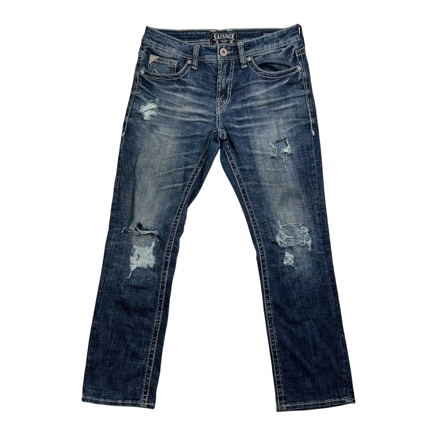 Salvage Salvage Distressed Mayhem Straight Denim Jeans Size US 32 / EU 48 - 1 Thumbnail