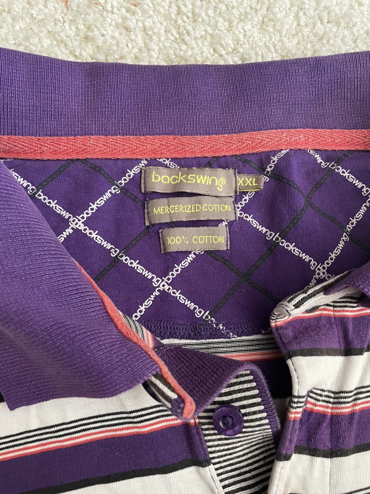 Other Backswing purple and white striped polo shirt Size US XXL / EU 58 / 5 - 3 Thumbnail