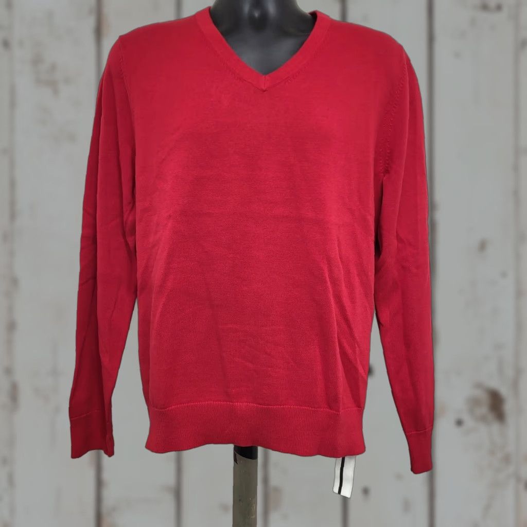 Lands' End Lands' End V-Neck Sweater Men M Red Cotton Knit Pullover Regular Size US M / EU 48-50 / 2 - 1 Thumbnail
