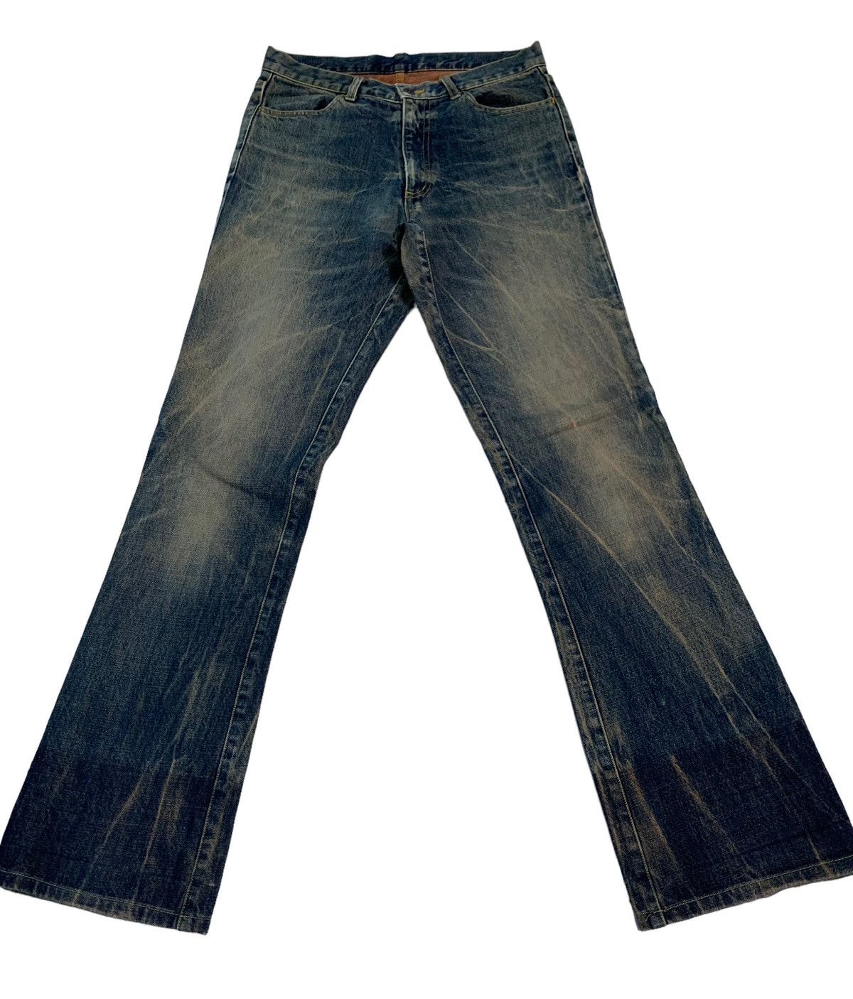 Japanese Brand 🔥Flare Dirty Distressed Four Bars Denim Jeans Size US 30 / EU 46 - 1 Thumbnail