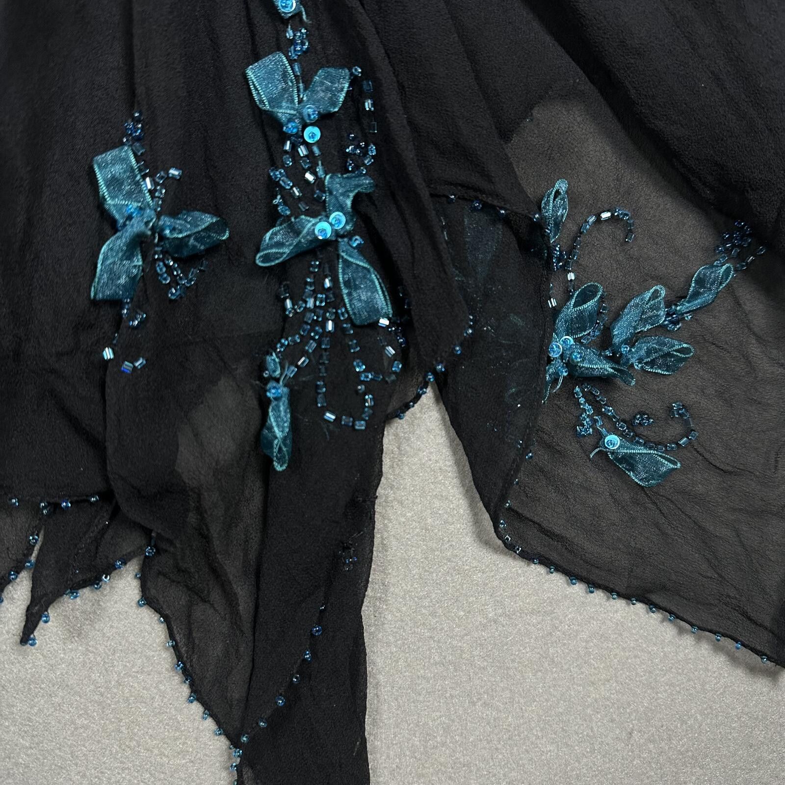 Icecream Beaded Silk Set Tank Top And Skirt Black Blue Floral Size 30" / US 8 / IT 44 - 4 Thumbnail