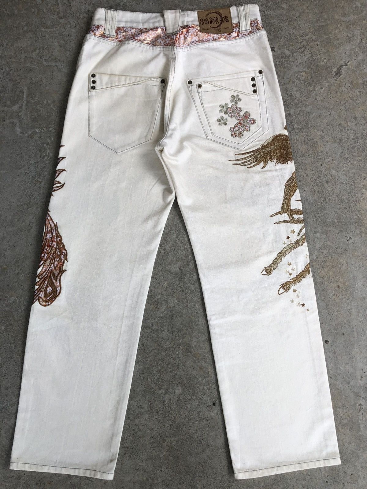 Karakuri Tamashii Karakuri Tamashii Embroidered Denim Distressed Jeans Size US 31 - 2 Thumbnail