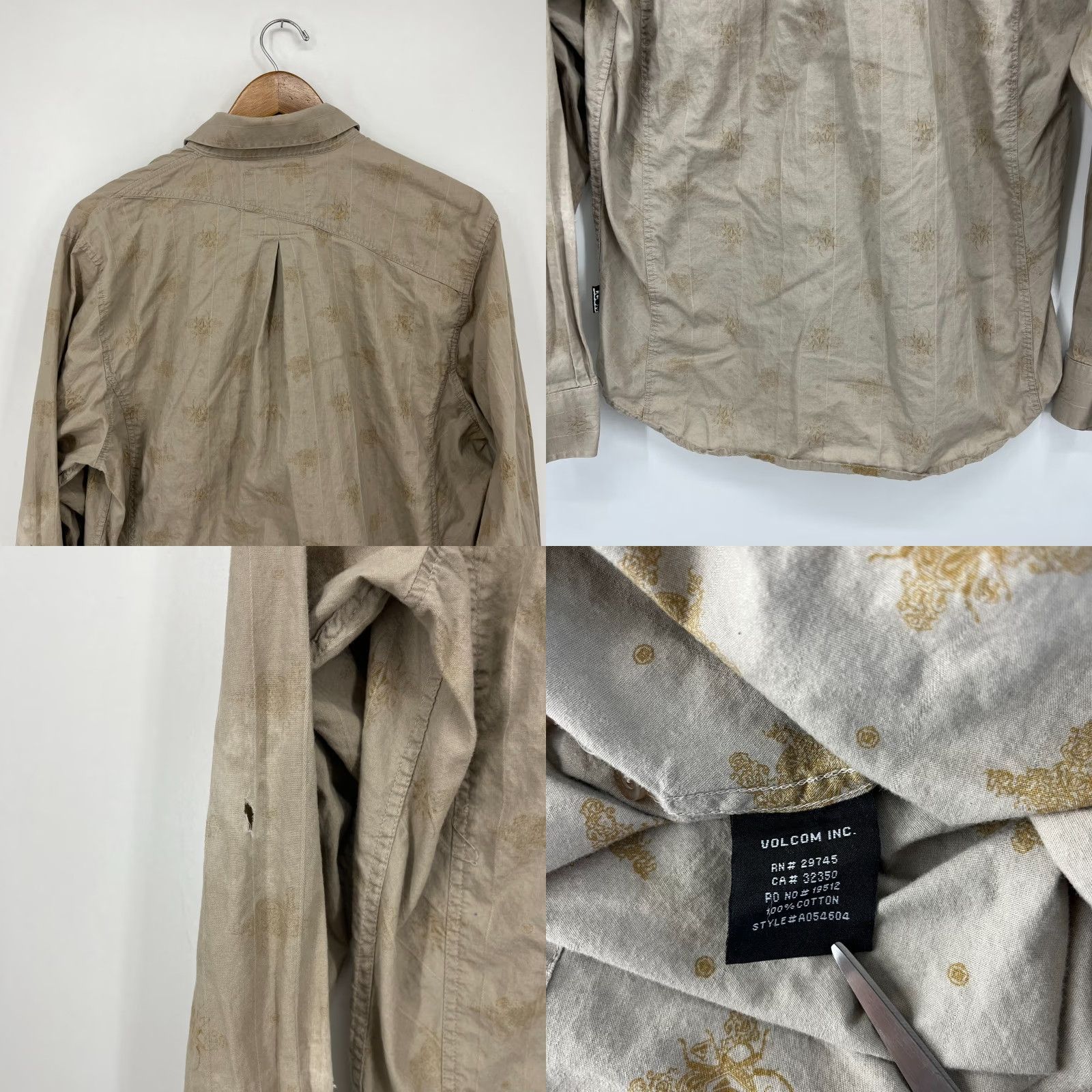 Volcom Volcom Button-Up Shirt Men L Beige Cotton Pocket Shirt Size US L / EU 52-54 / 3 - 8 Thumbnail