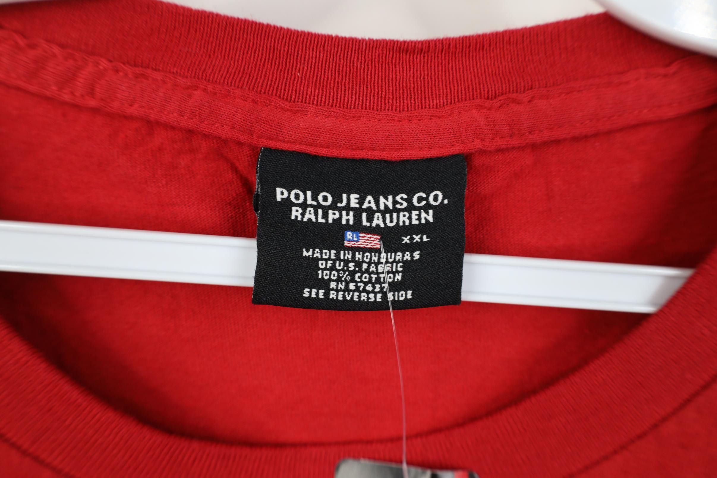 Polo Ralph Lauren Deadstock Vintage 90s Ralph Lauren Chalk Stencil T-Shirt Red Size US XXL / EU 58 / 5 - 9 Thumbnail