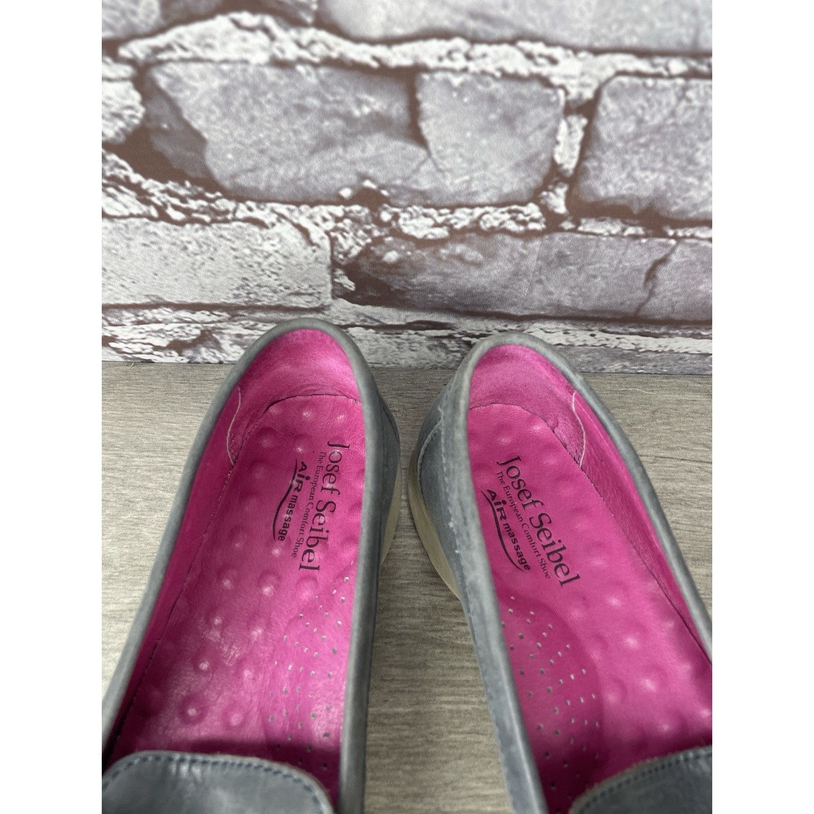 JOSEF SEIBAL Josef Seibel Gray Leather Pink Stitching Penny Loafer Comfor Size US 6 / IT 36 - 19 Thumbnail
