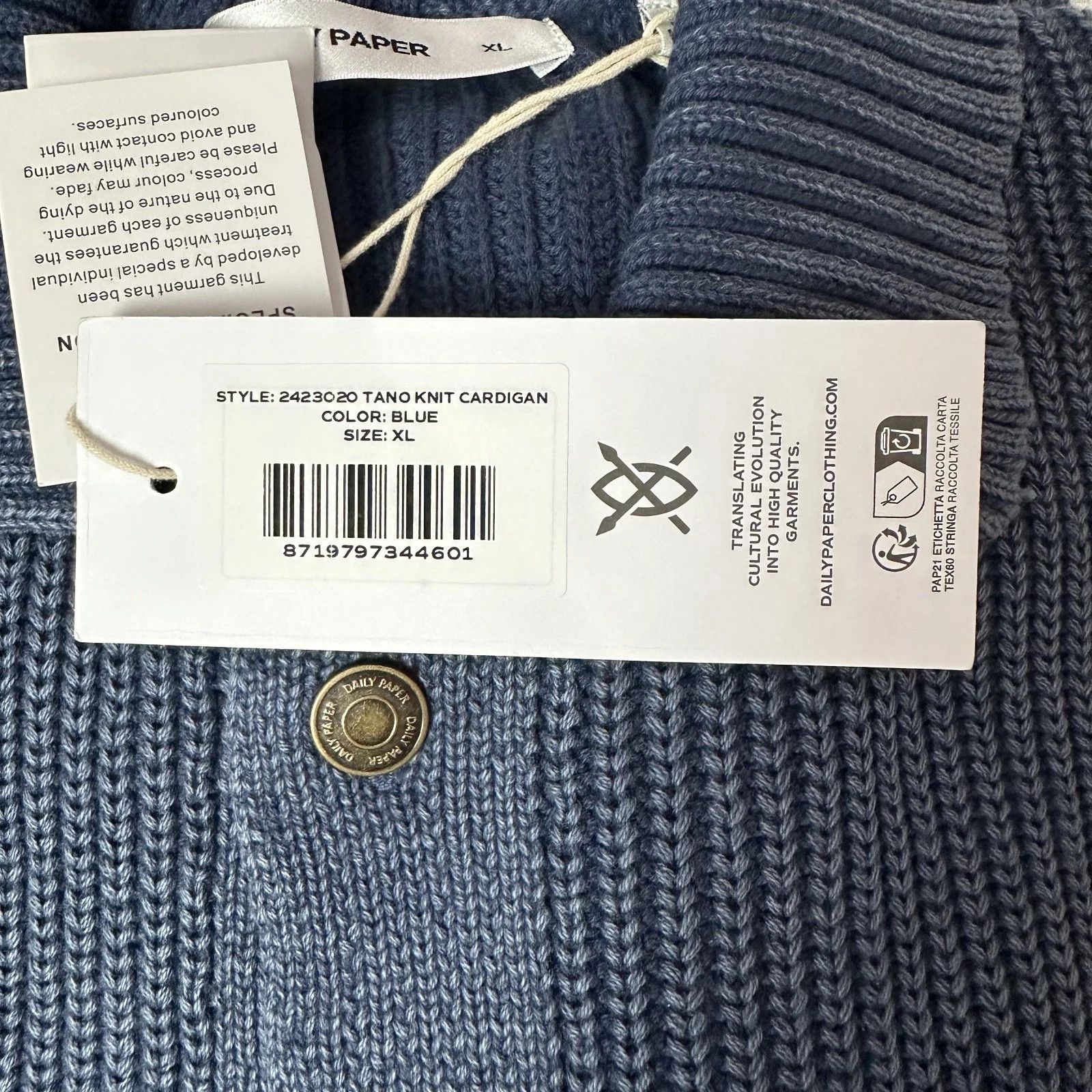 Daily Paper DAILY PAPER tano flap knitted cotton cardigan sz XL Size US XL / EU 56 / 4 - 4 Thumbnail