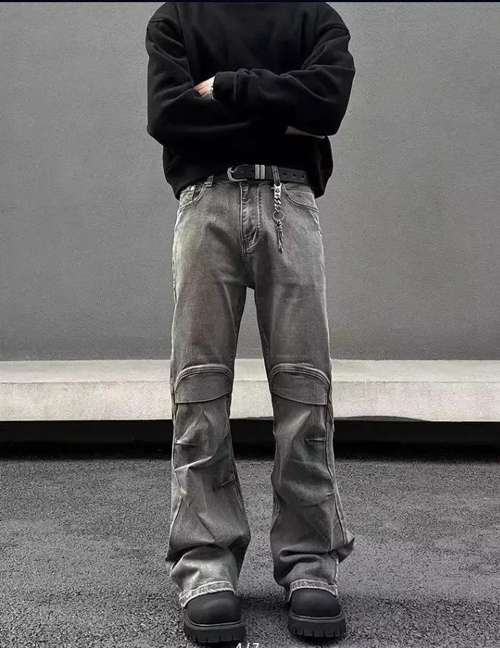 Japanese Brand Ropa Y2K Vintage Grey Pleated Jeans Size US 32 / EU 48 - 3 Thumbnail